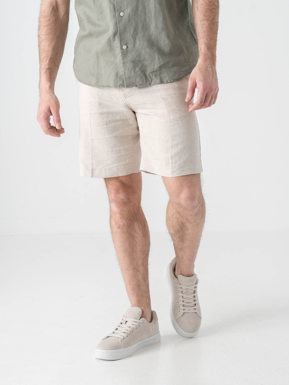 Selected Homme Regular Leroy Linen Blend Shorts Pure Cashmere