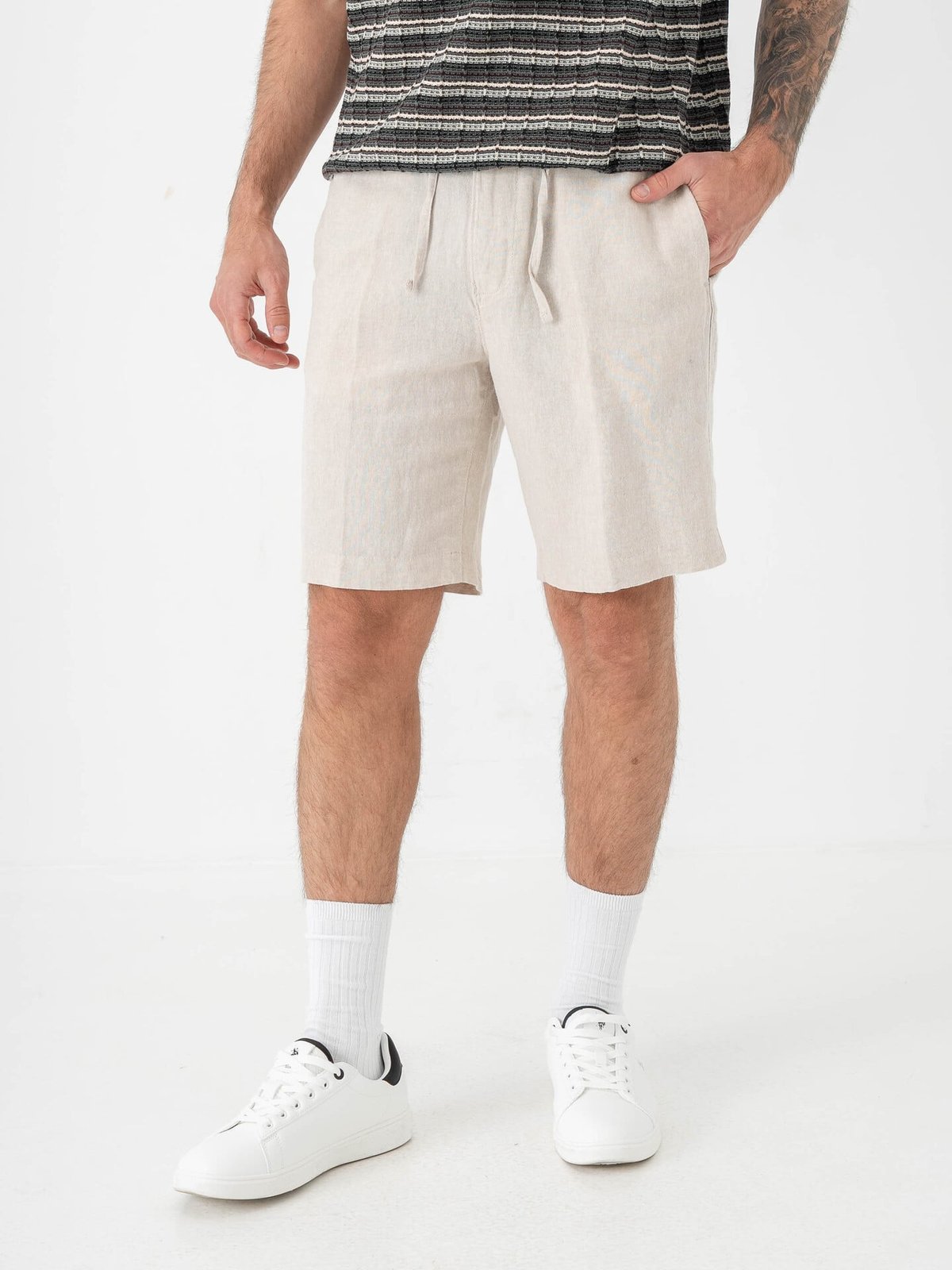 Selected Homme Regular Leroy Linen Blend Shorts Pure Cashmere