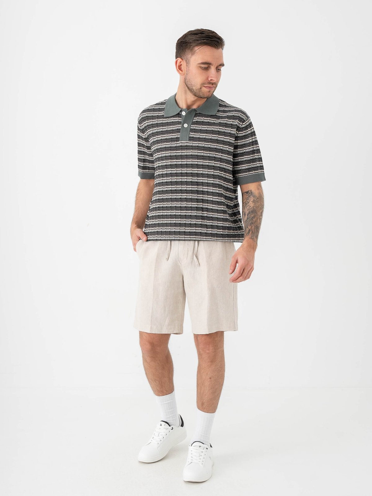 Selected Homme Regular Leroy Linen Blend Shorts Pure Cashmere