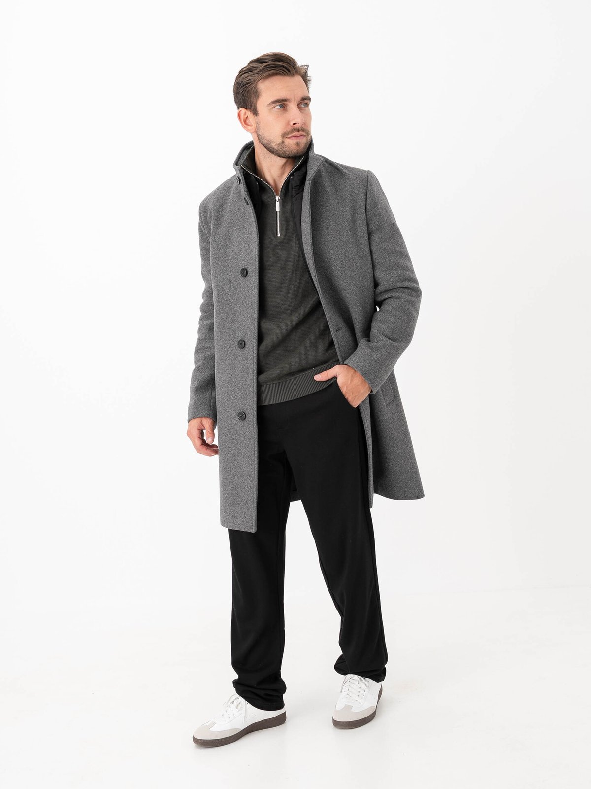 Selected Homme Rainar Lano Coat Grey Melange