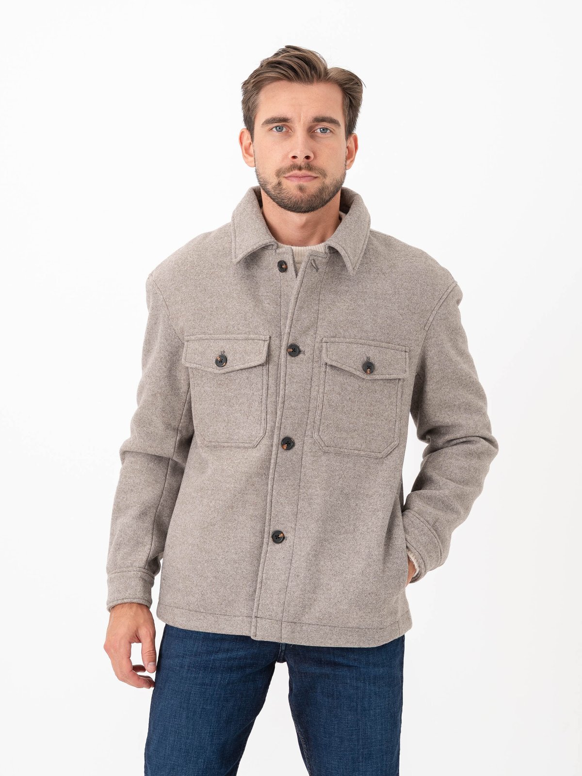Selected Homme Mitch Lano Shacket Deep Taupe
