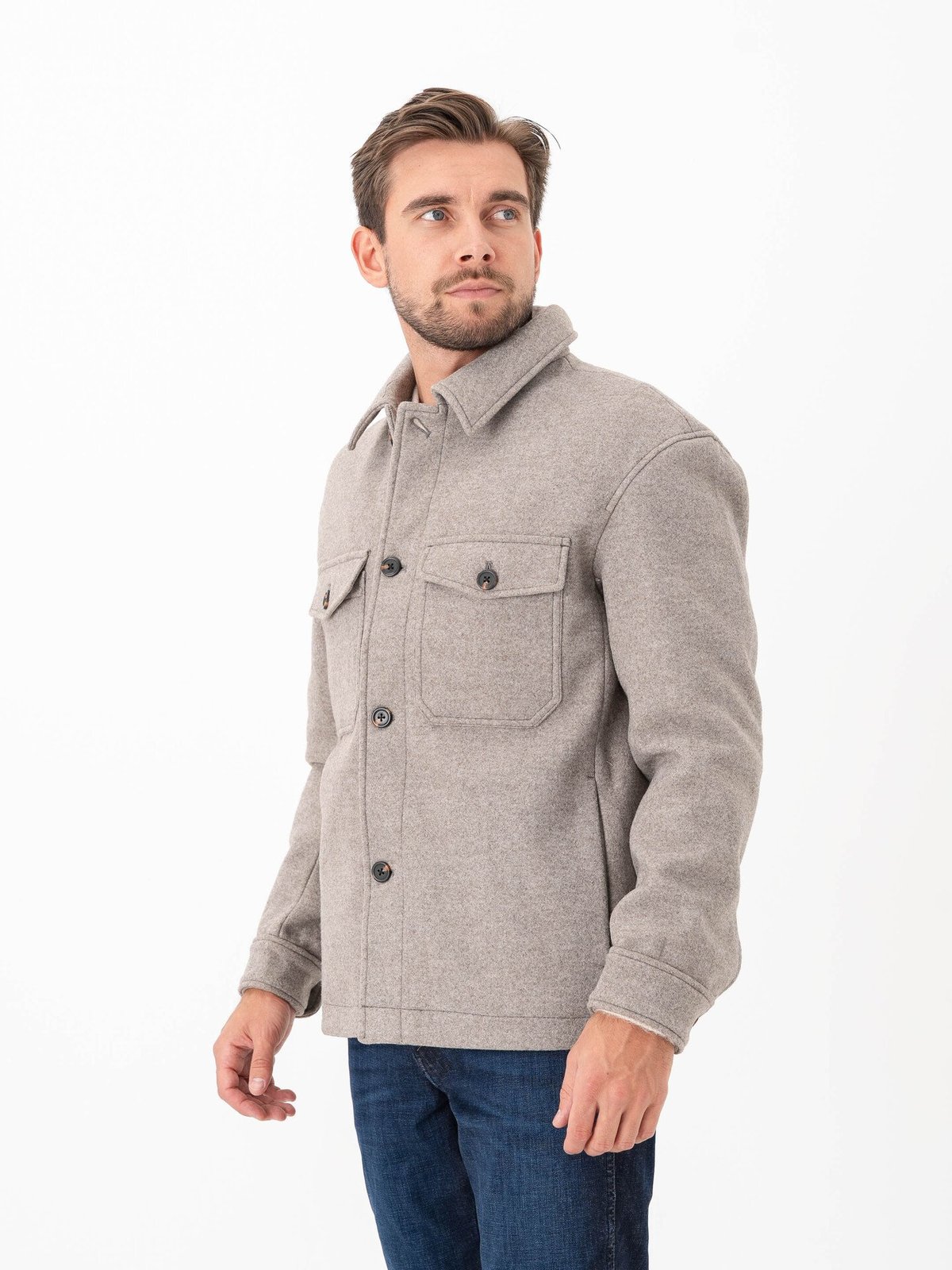 Selected Homme Mitch Lano Shacket Deep Taupe