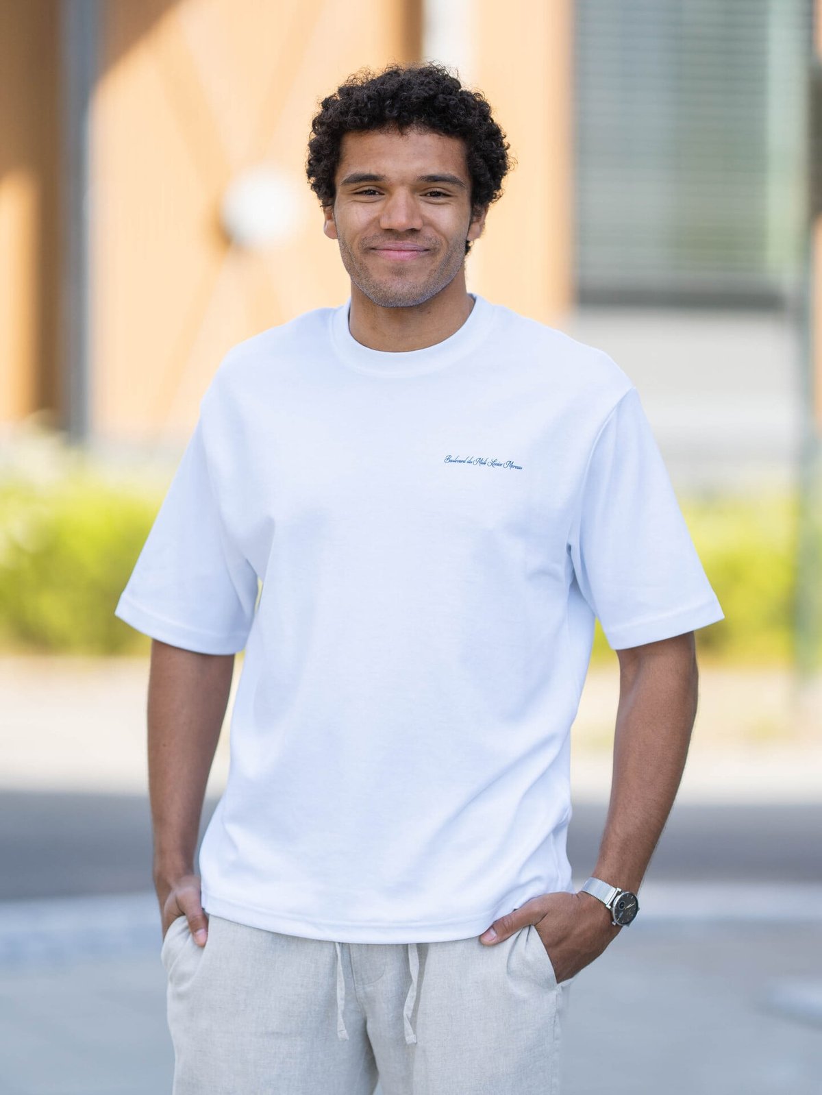 Selected Homme Loose Oscar Graphic Short Sleeve O-Neck Tee Bright White