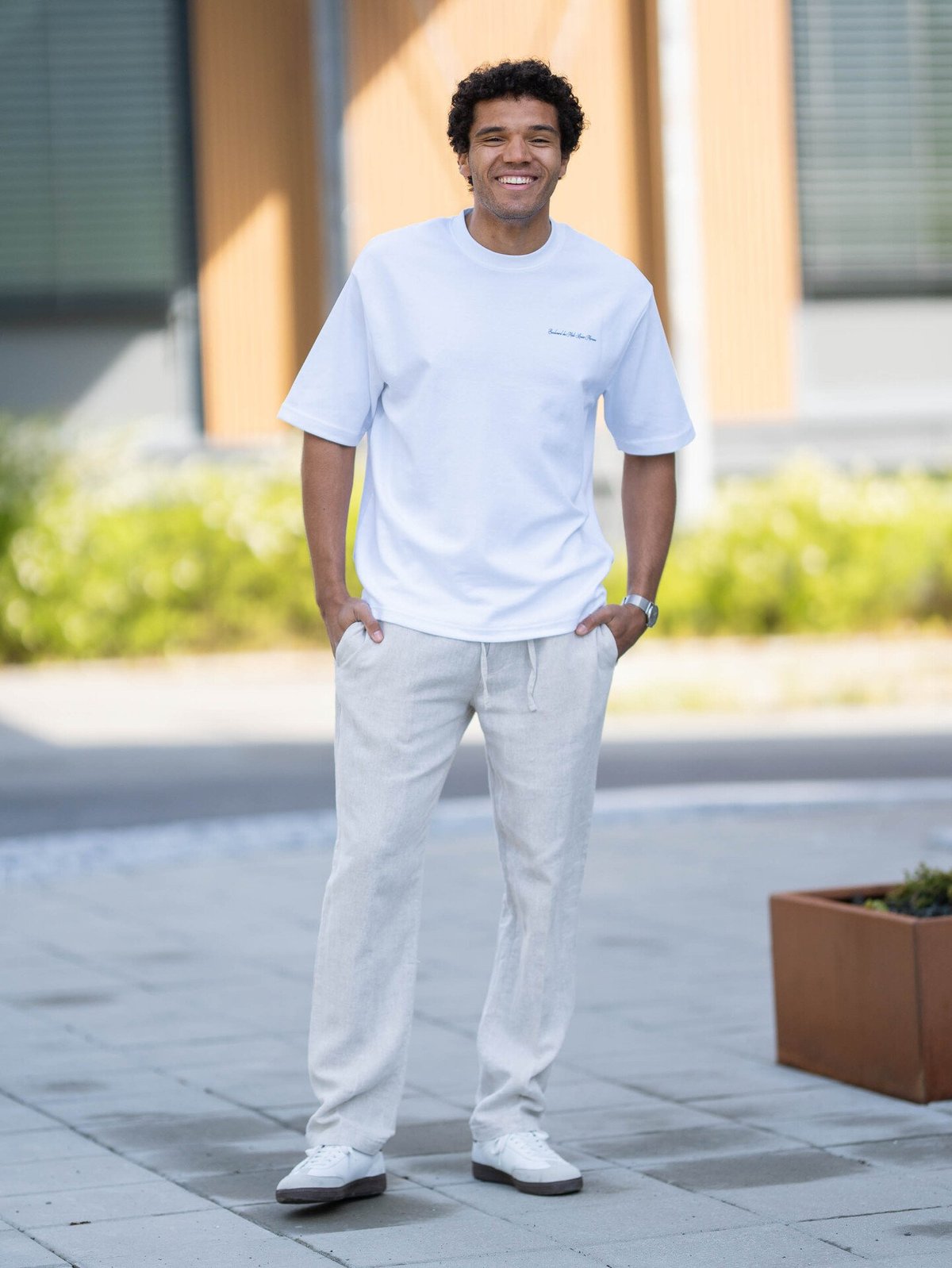 Selected Homme Loose Oscar Graphic Short Sleeve O-Neck Tee Bright White
