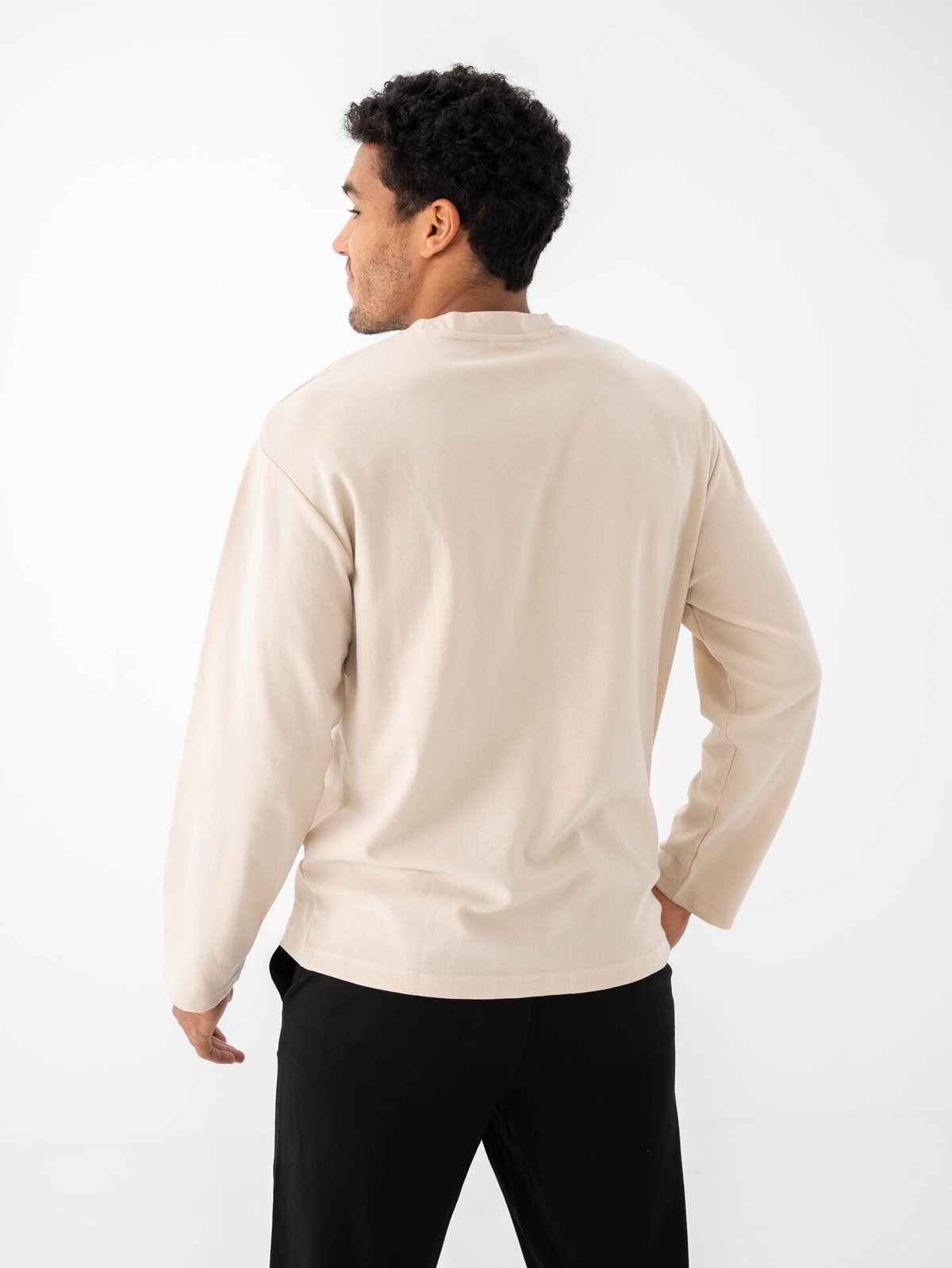 Selected Homme Loose Oscar Long Sleeve O-Neck Tee Oatmeal