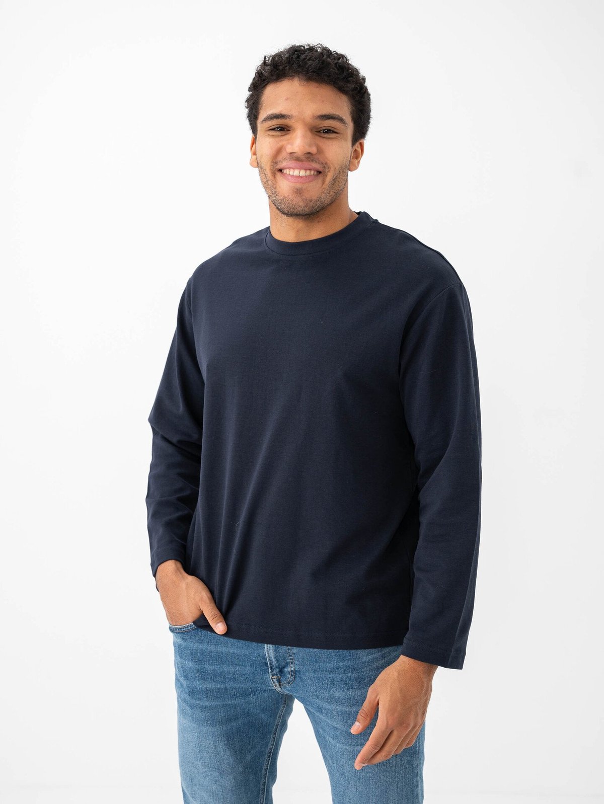 Selected Homme Loose Oscar Long Sleeve O-Neck Tee Sky Captain