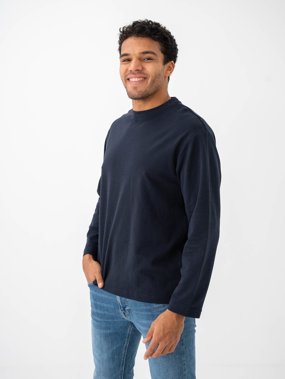 Selected Homme Loose Oscar Long Sleeve O-Neck Tee Sky Captain
