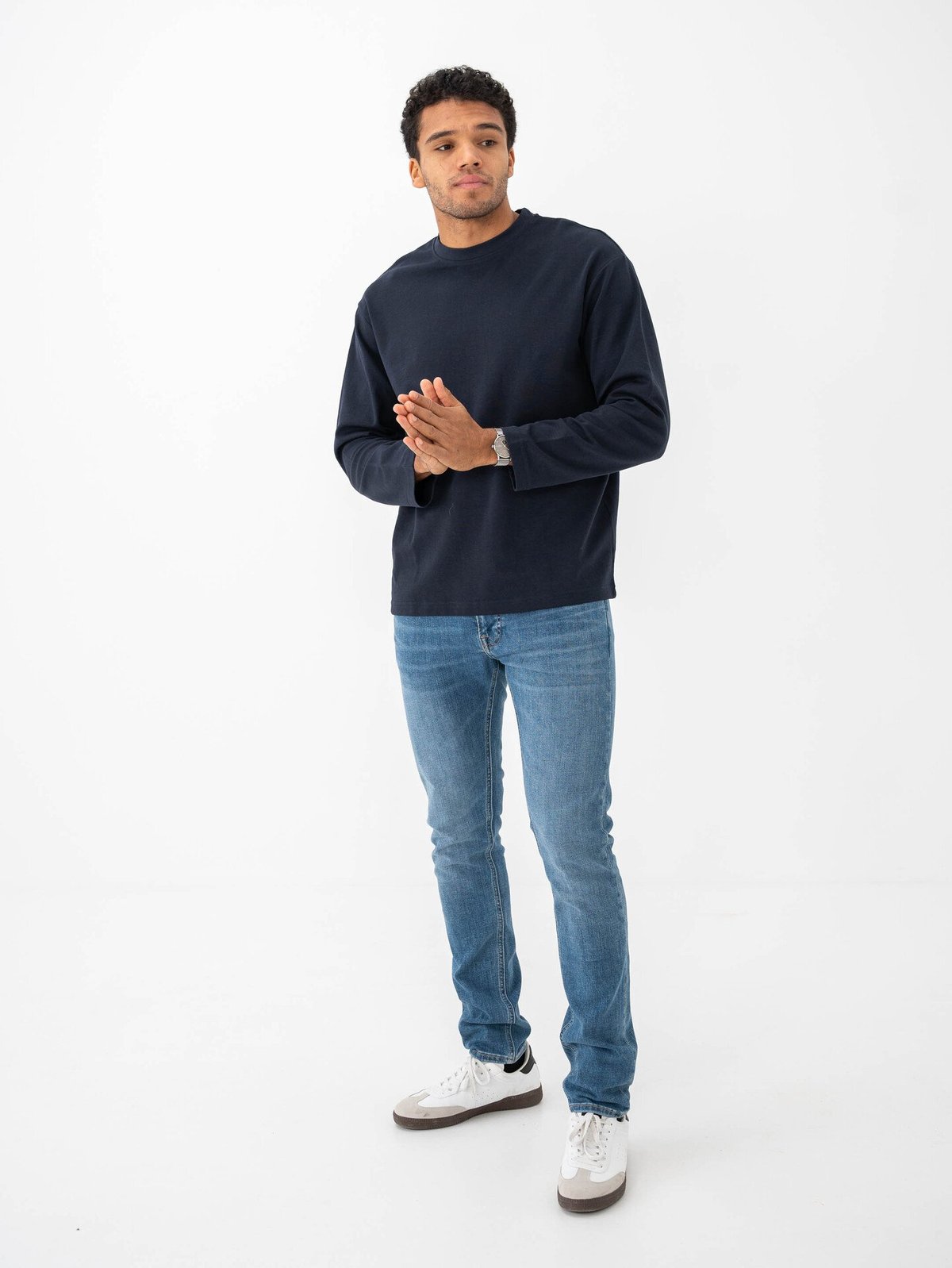 Selected Homme Loose Oscar Long Sleeve O-Neck Tee Sky Captain