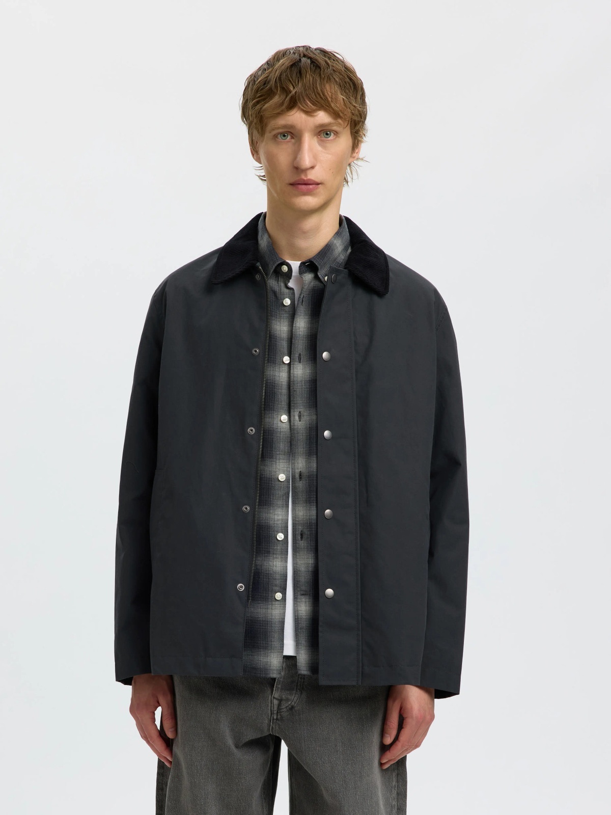 Selected Homme Walter Waxed Cotton 2.0 Jacket Dark Shadow