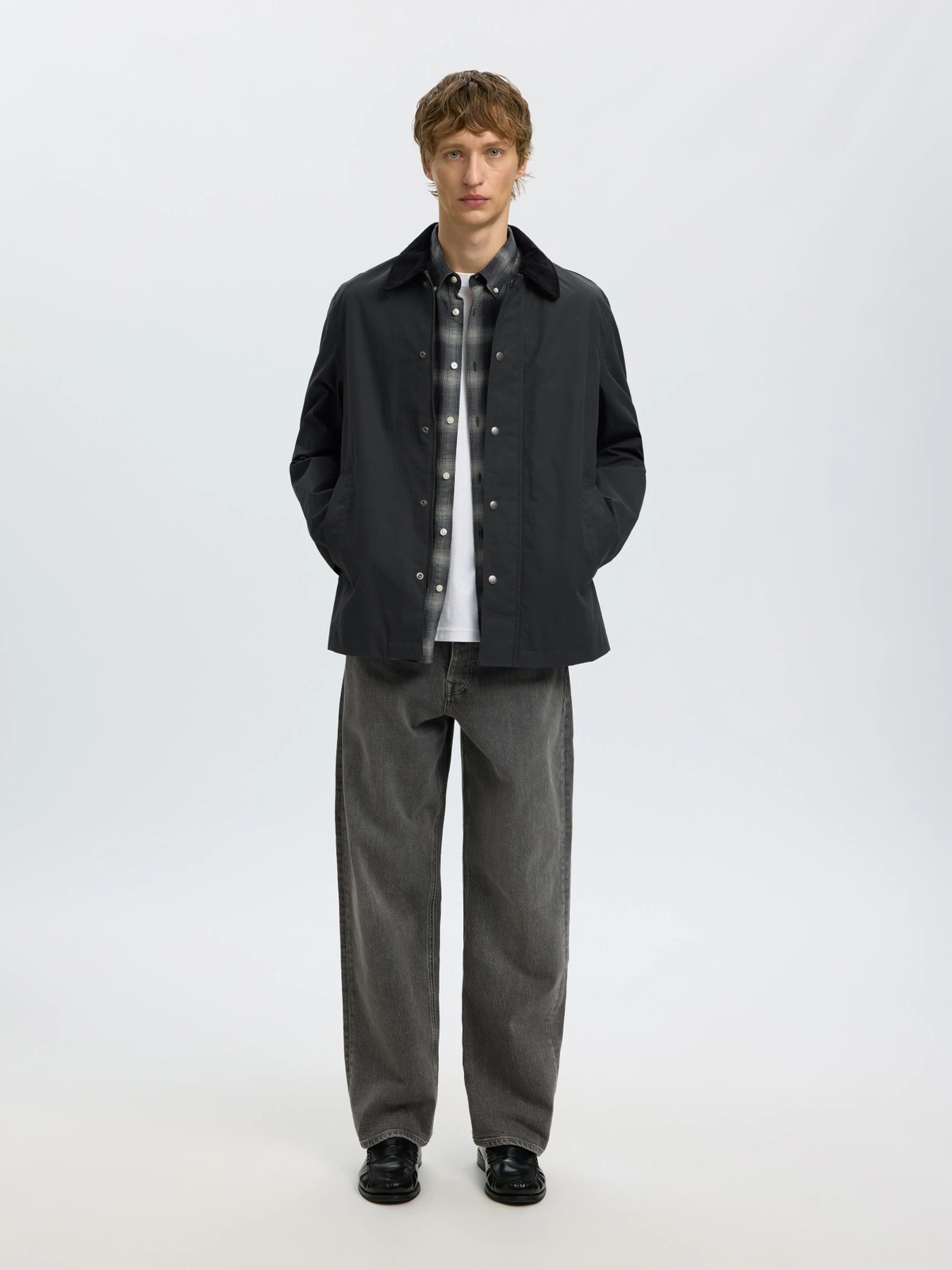 Selected Homme Walter Waxed Cotton 2.0 Jacket Dark Shadow