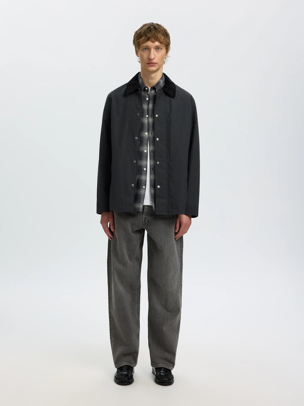 Selected Homme Walter Waxed Cotton 2.0 Jacket Dark Shadow