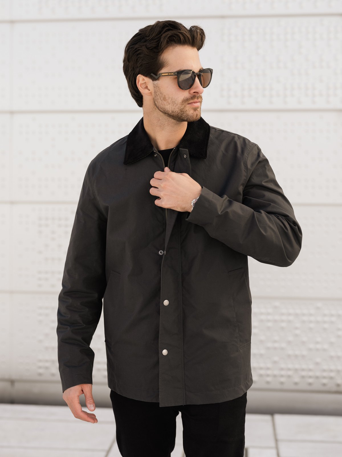 Selected Homme Walter Waxed Cotton 2.0 Jacket Dark Shadow