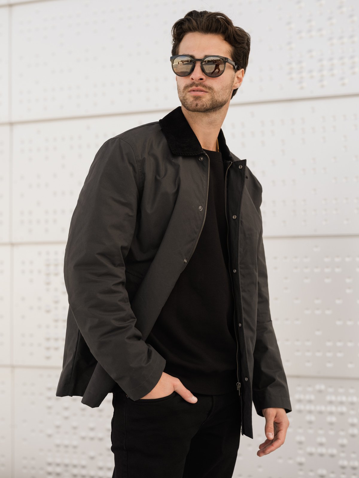 Selected Homme Walter Waxed Cotton 2.0 Jacket Dark Shadow