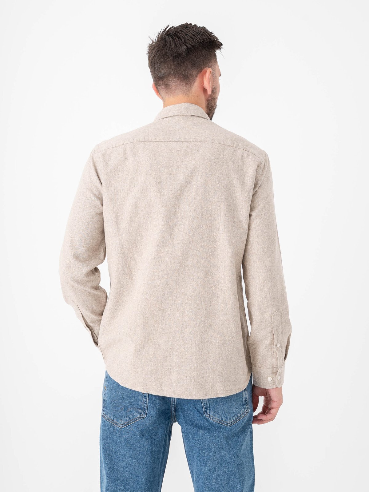Selected Homme Regular Noah Brushed Twist Shirt Long Sleeve Egret Twisted - Chinchilla