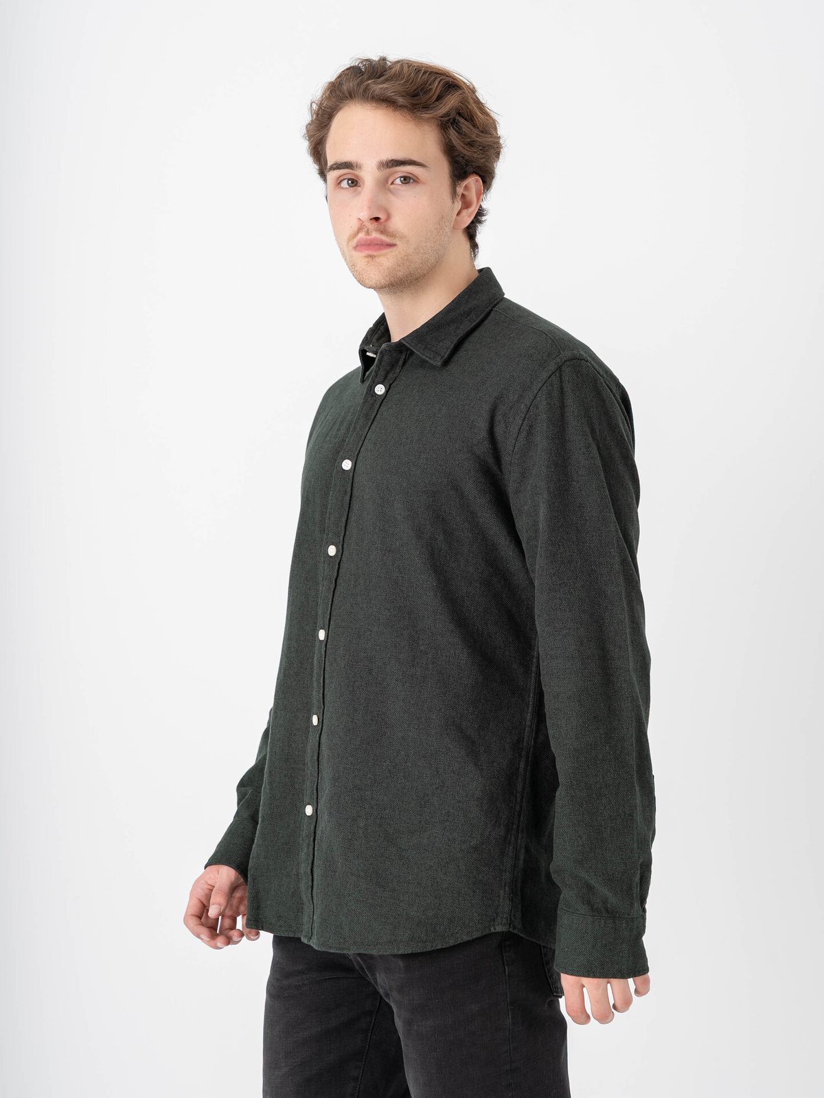 Selected Homme Regular Noah Brushed Twist Shirt Long Sleeve Forest Night Twisted
