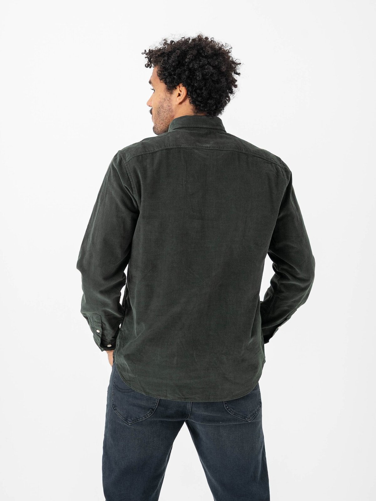 Selected Homme Reg Danni Cord BD Longsleeve Shirt Deep Forest