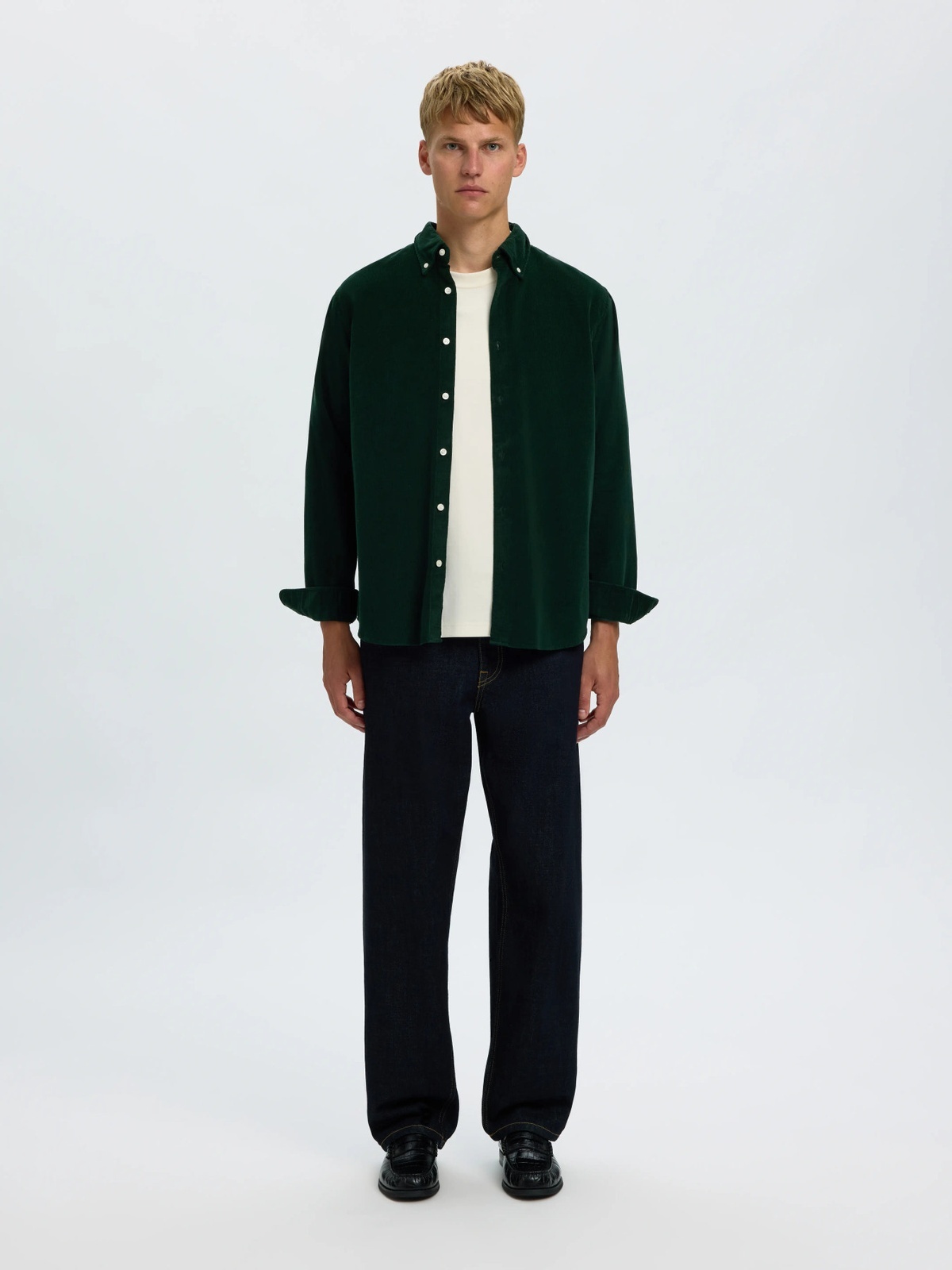 Selected Homme Reg Danni Cord BD Longsleeve Shirt Pine Grove