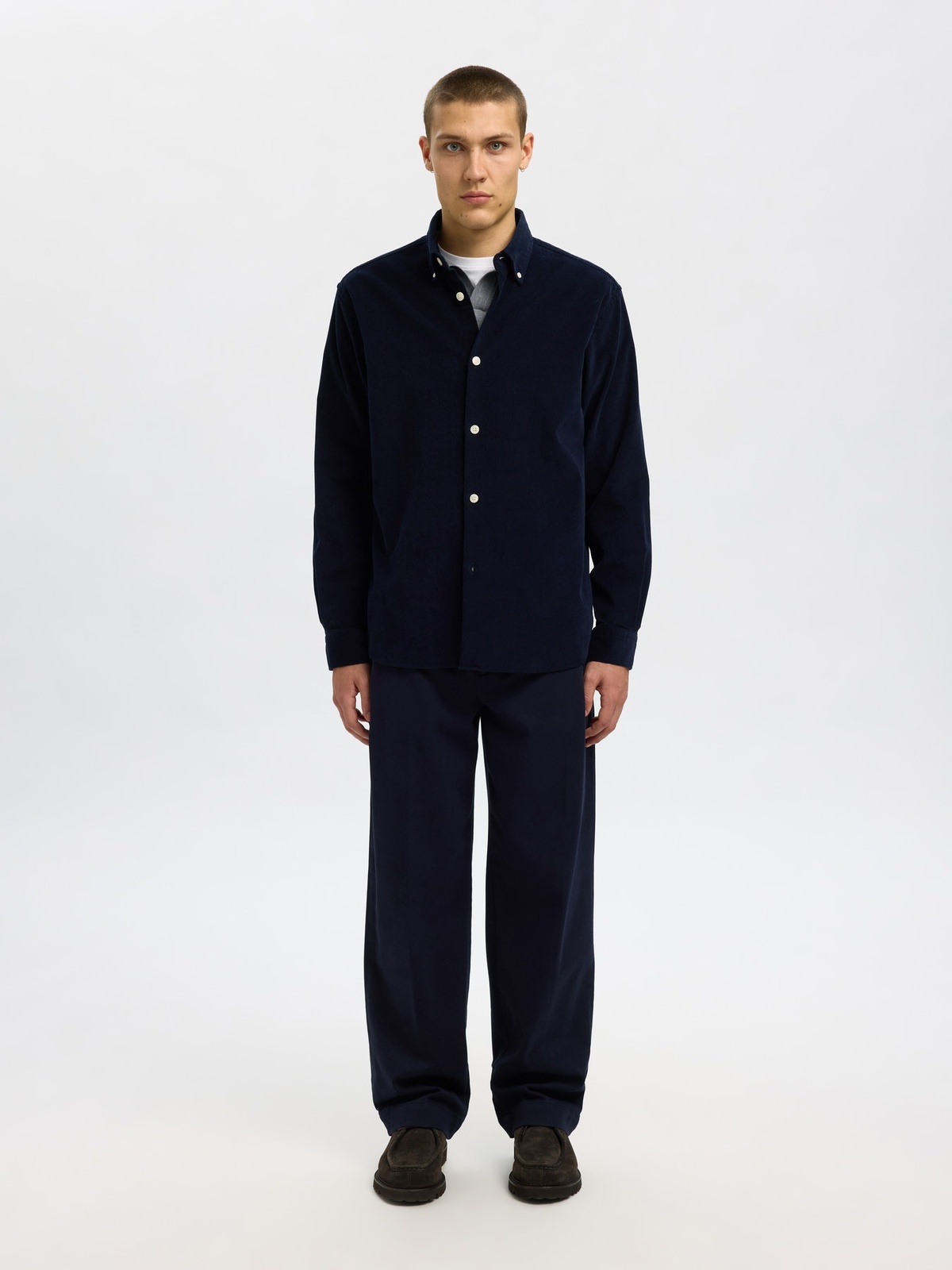 Selected Homme Reg Danni Cord BD Longsleeve Shirt Sky Captain