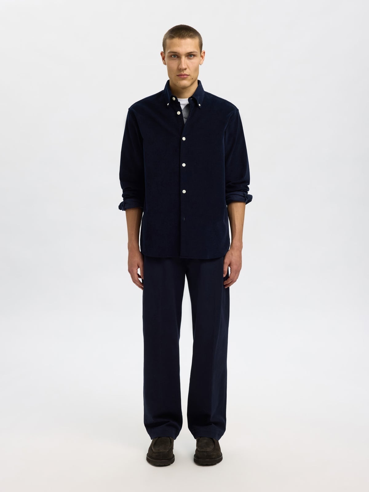 Selected Homme Reg Danni Cord BD Longsleeve Shirt Sky Captain