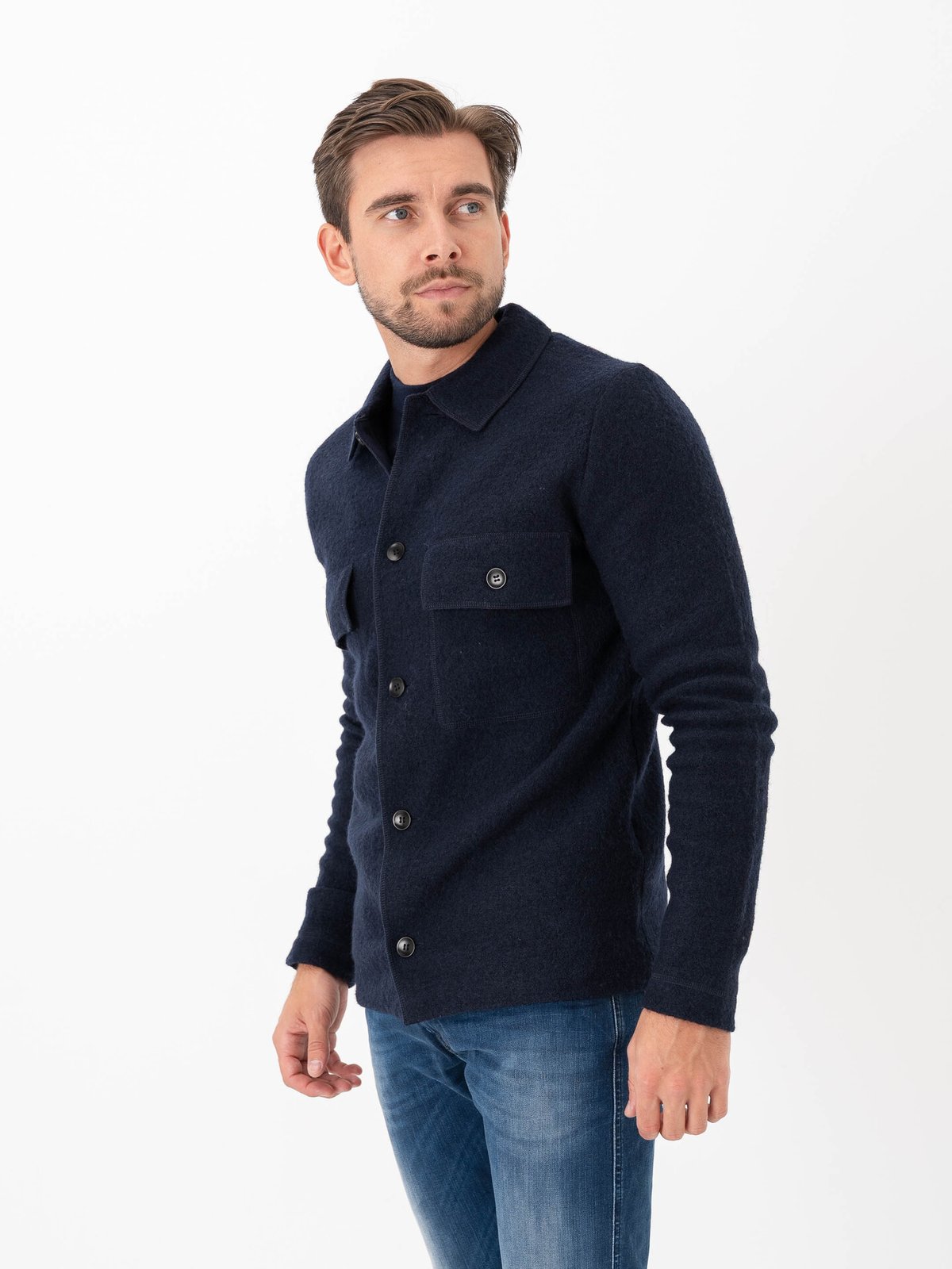 Selected Homme Nealy Long Sleeve Knit Workwear Cardigan Sky Captain