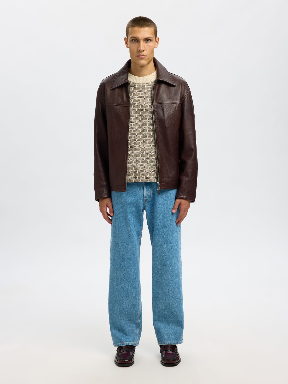 Selected Homme Noah Leather Blouson Demitasse