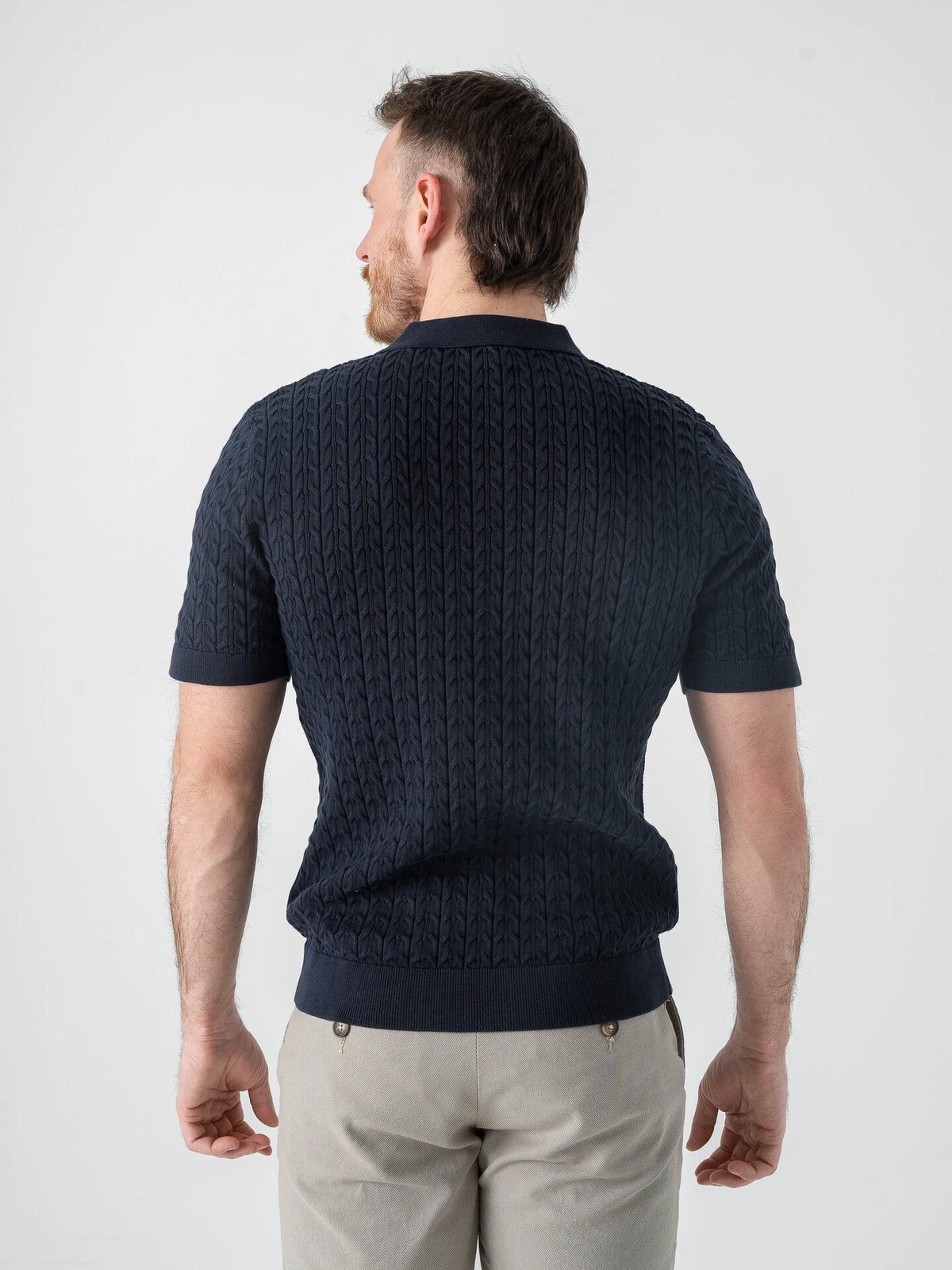 Selected Homme Mattis Short Sleeve Knit New Cable Polo Sky Captain
