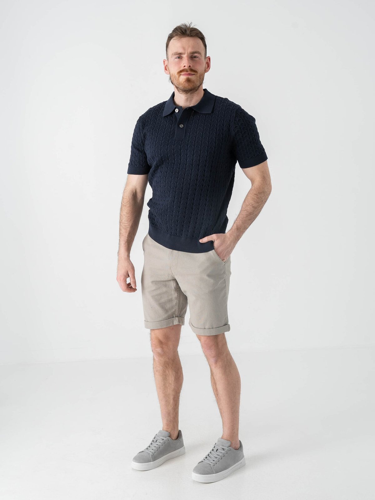 Selected Homme Mattis Short Sleeve Knit New Cable Polo Sky Captain