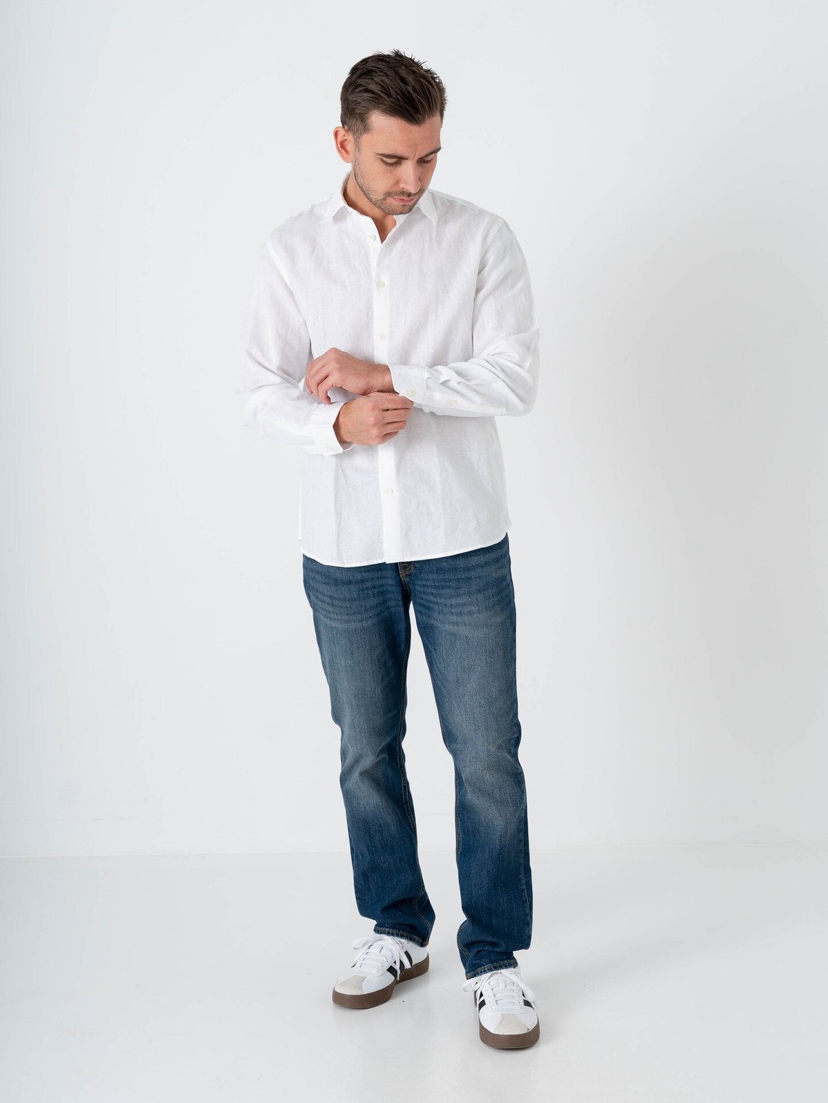 Selected Homme Regular Clay Linen Blend Long Sleeve Shirt Classic Bright White