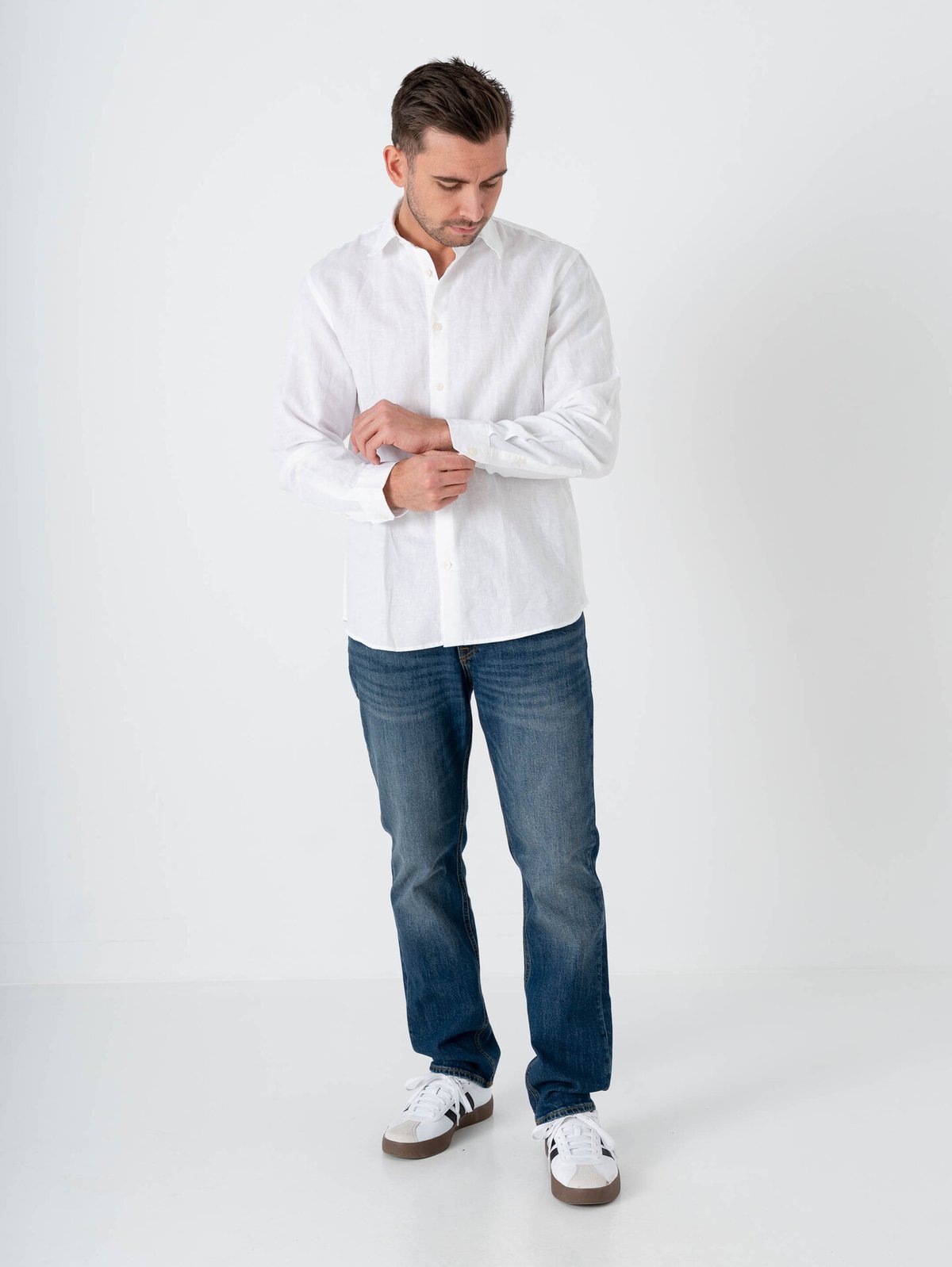 Selected Homme Regular Clay Linen Blend Long Sleeve Shirt Classic Bright White