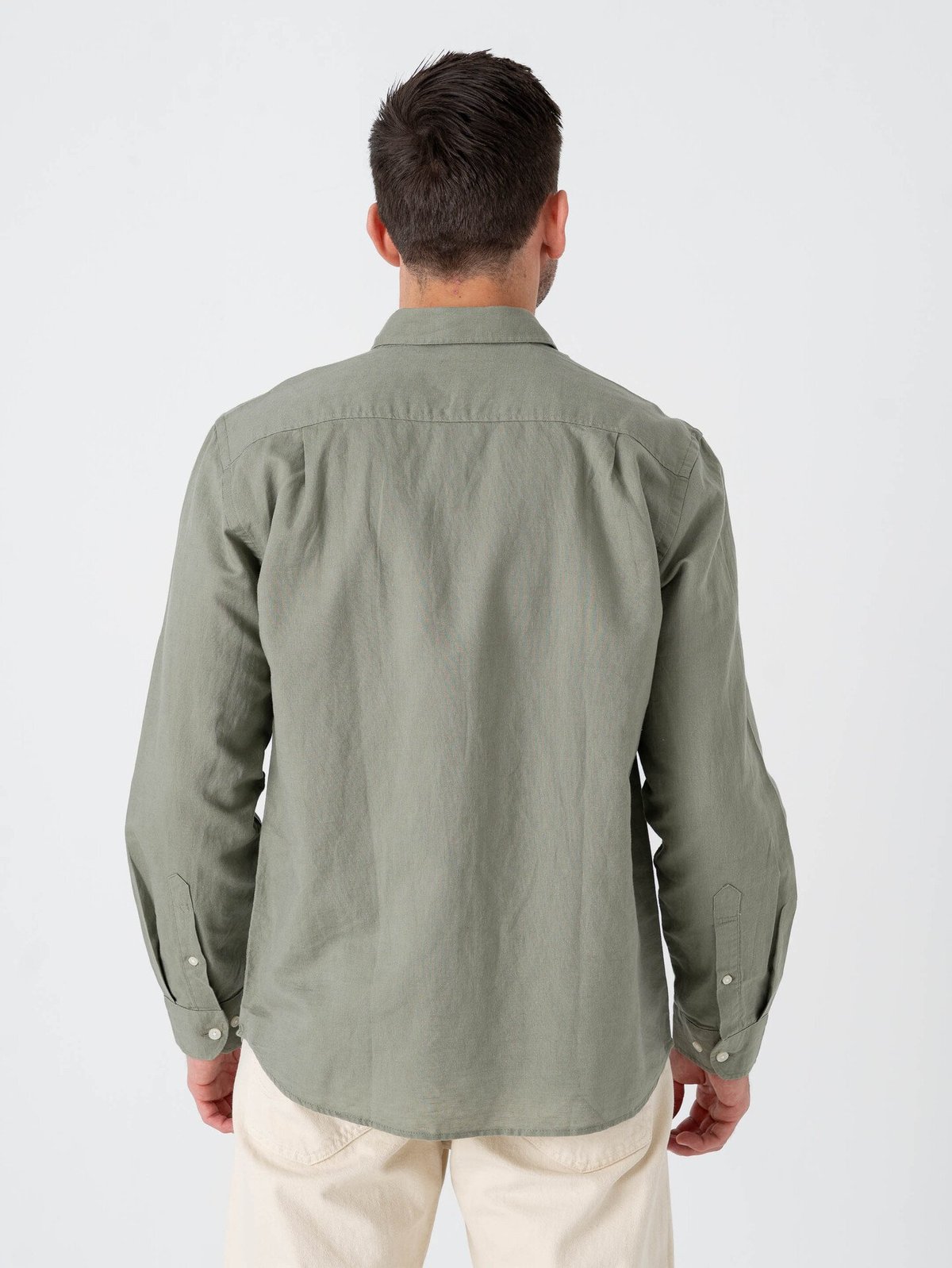 Selected Homme Regular Clay Linen Blend Long Sleeve Shirt Classic Vetiver