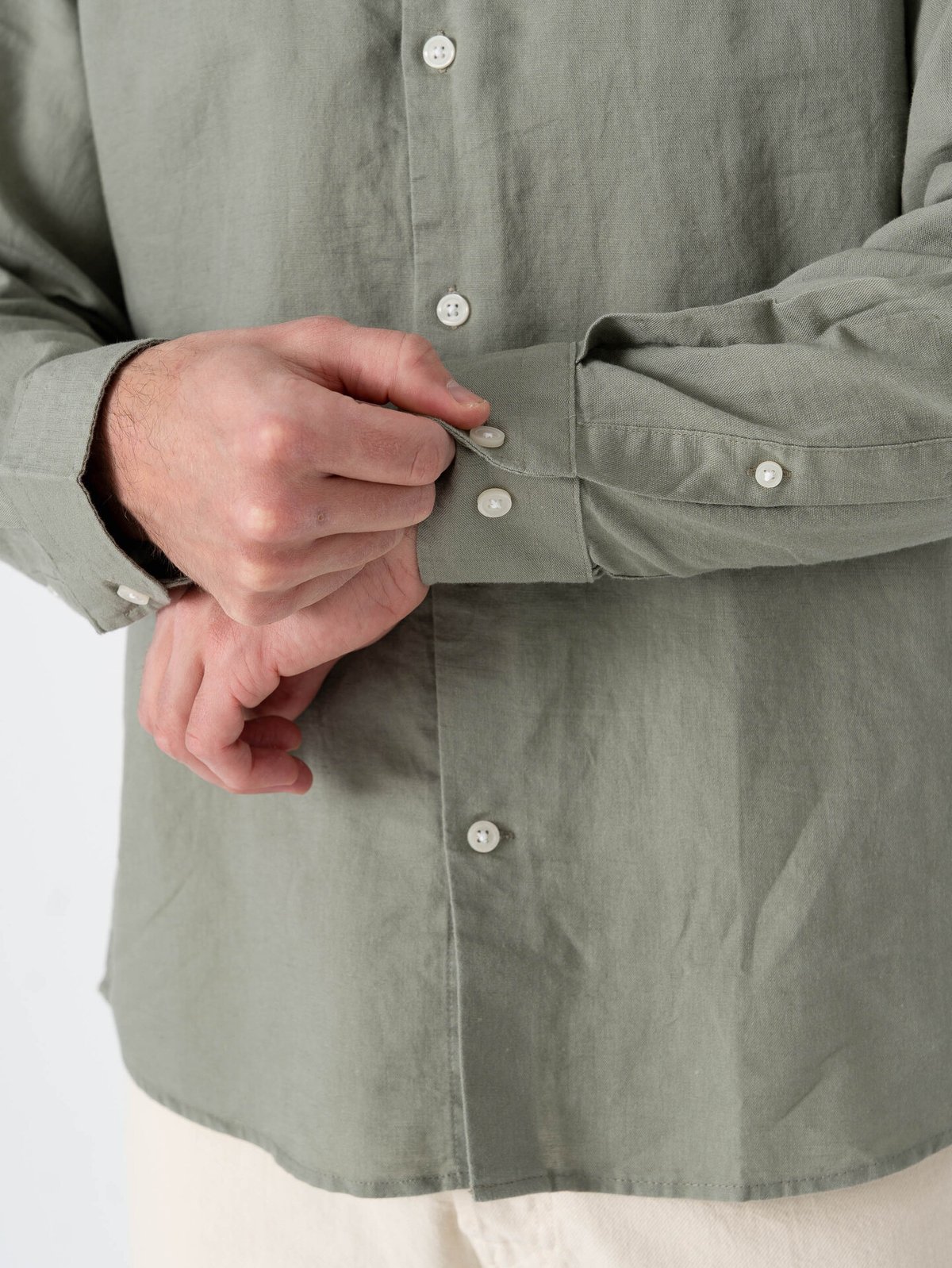 Selected Homme Regular Clay Linen Blend Long Sleeve Shirt Classic Vetiver