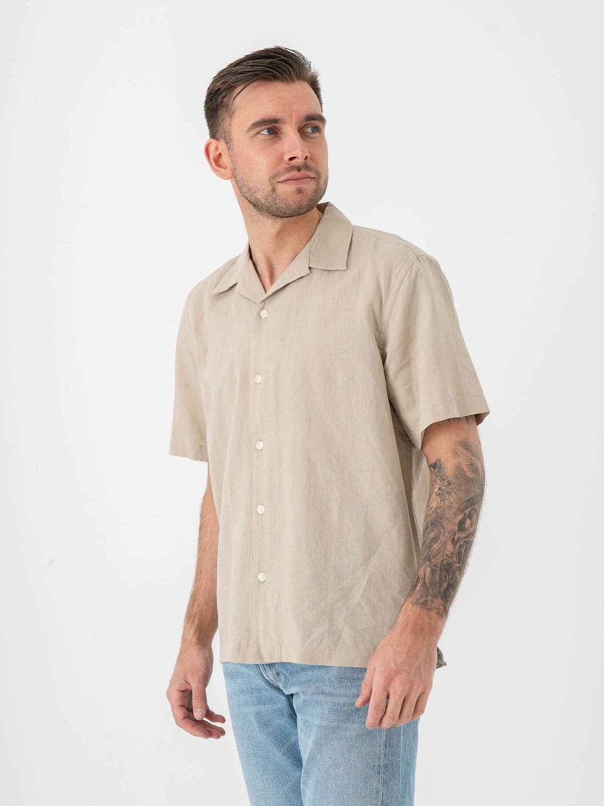 Selected Homme Relax Clay Linen Blend Short Sleeve Short Resort Pure Cashmere