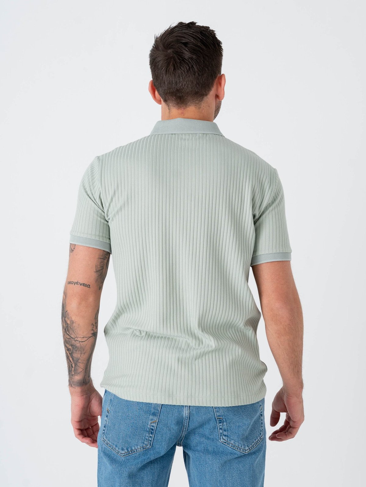 Selected Homme Fave Structure Short Sleeve Polo Aqua Gray