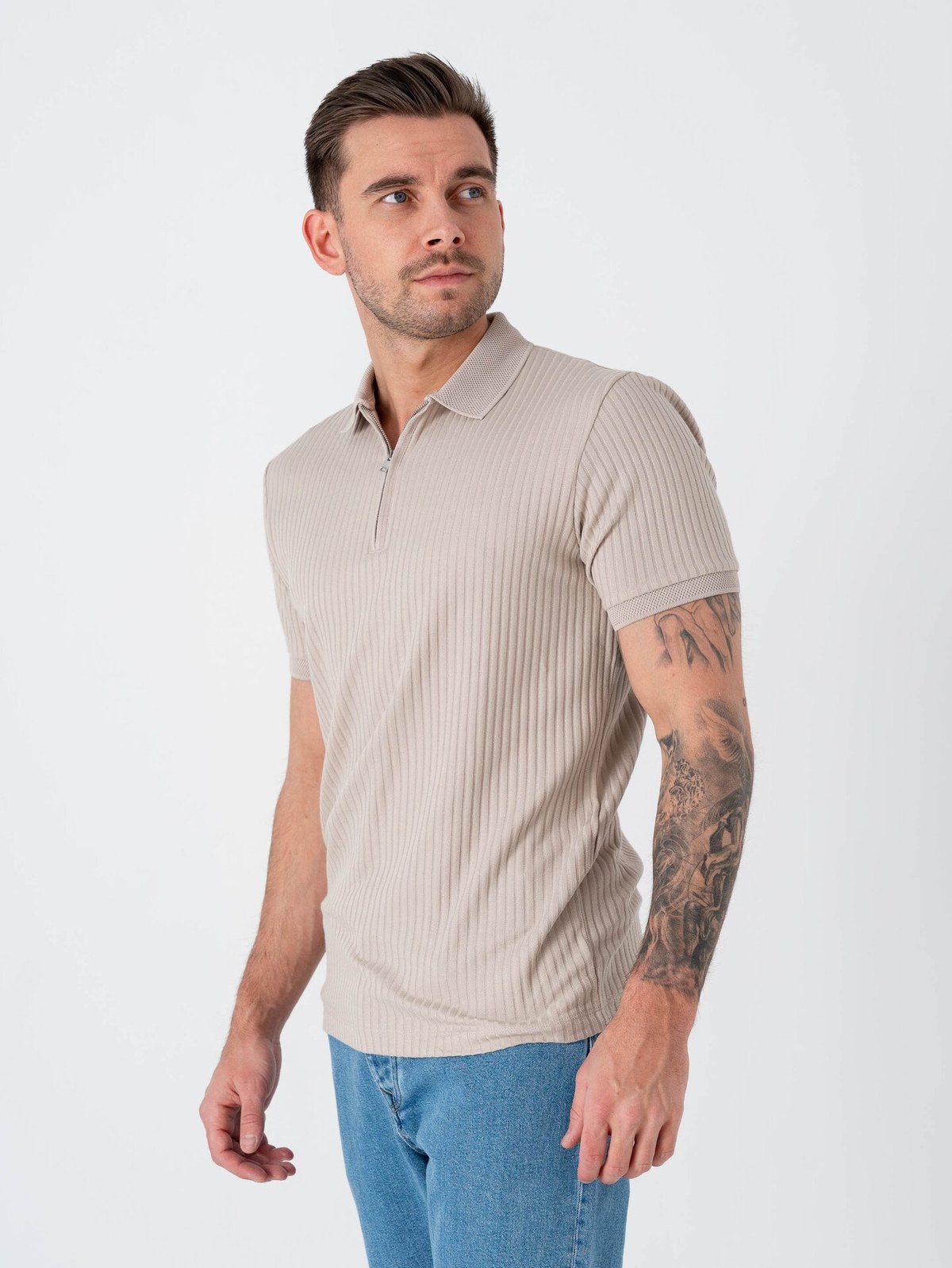 Selected Homme Fave Structure Short Sleeve Polo Oatmeal