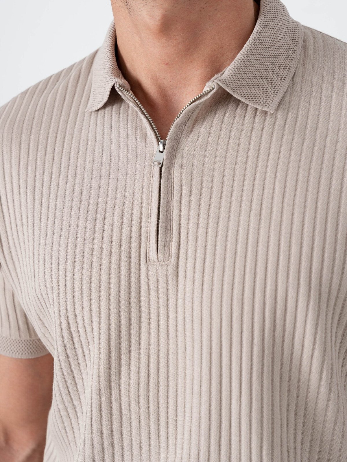 Selected Homme Fave Structure Short Sleeve Polo Oatmeal