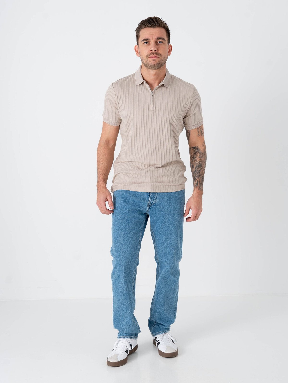 Selected Homme Fave Structure Short Sleeve Polo Oatmeal