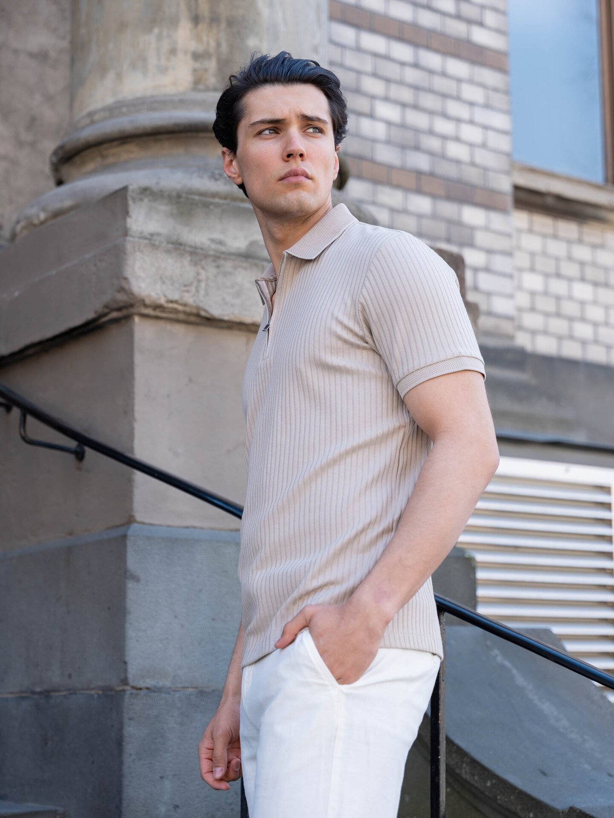 Selected Homme Fave Structure Short Sleeve Polo Oatmeal