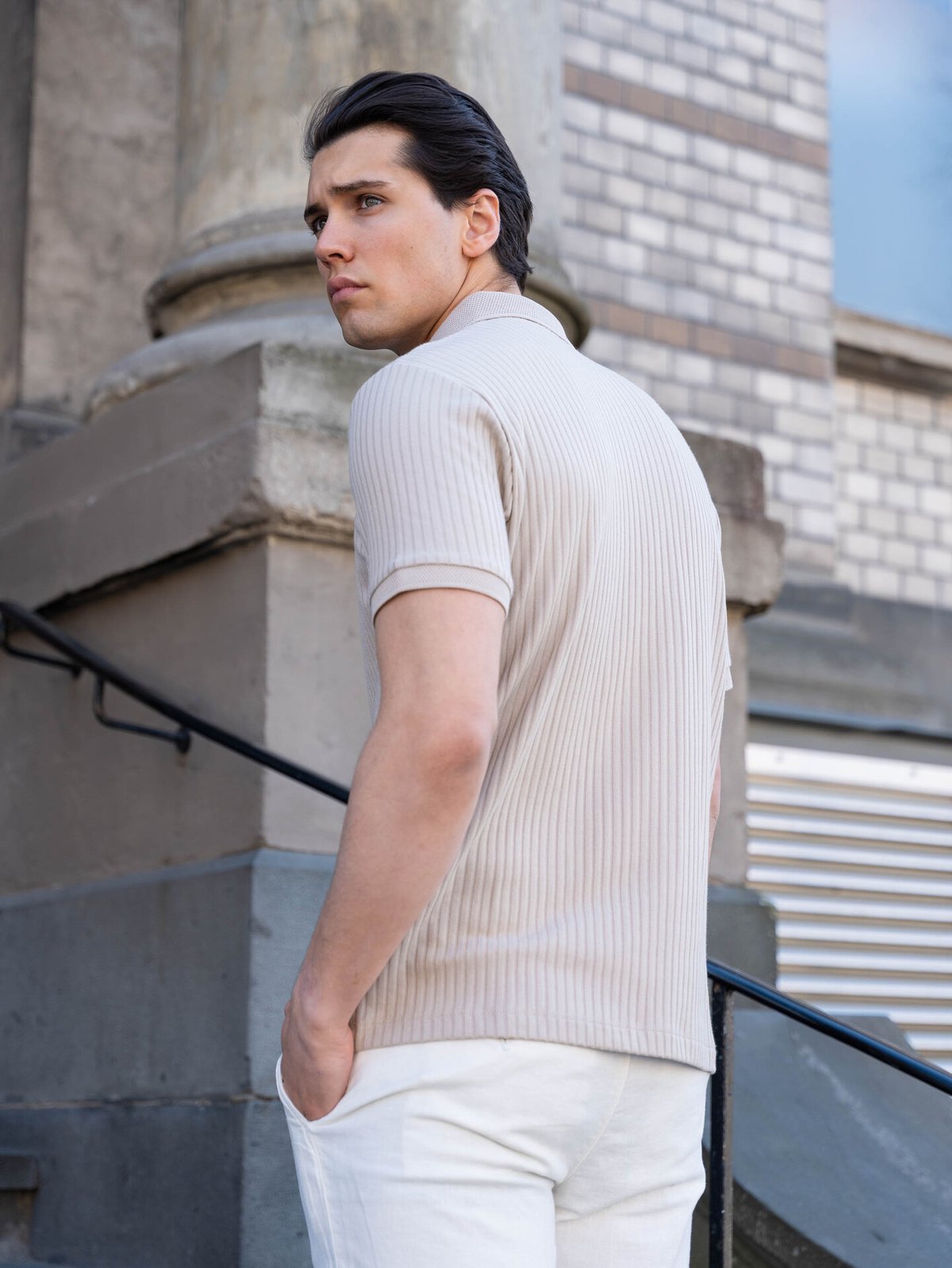 Selected Homme Fave Structure Short Sleeve Polo Oatmeal
