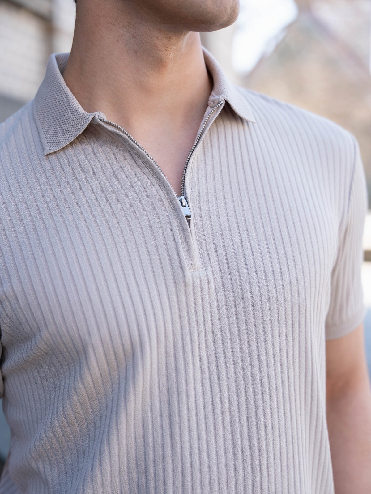 Selected Homme Fave Structure Short Sleeve Polo Oatmeal