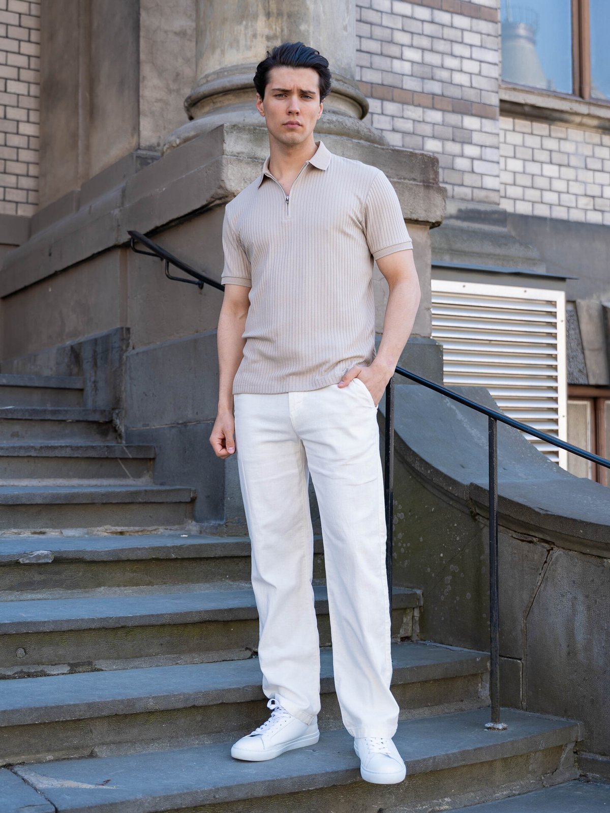 Selected Homme Fave Structure Short Sleeve Polo Oatmeal