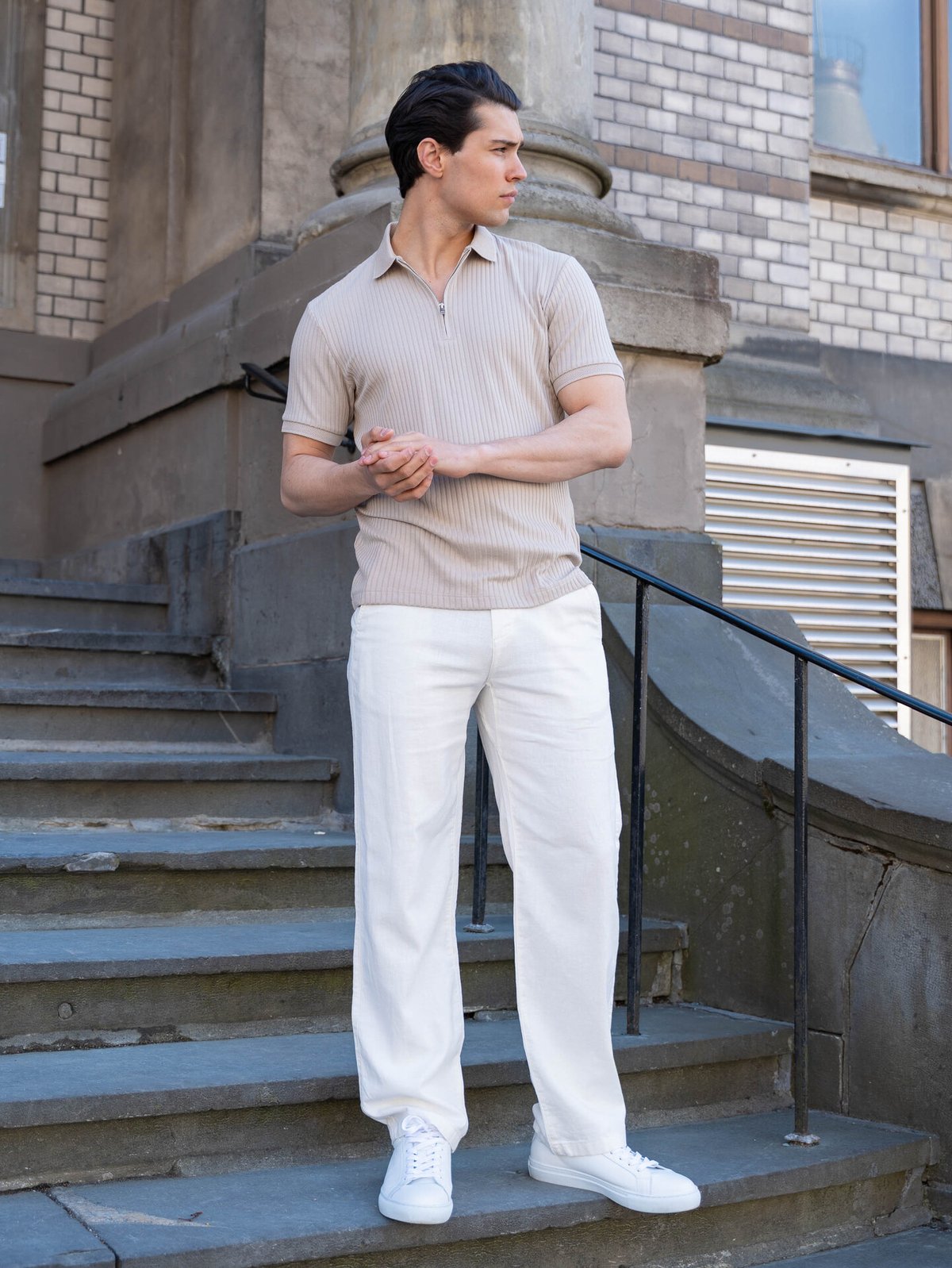 Selected Homme Fave Structure Short Sleeve Polo Oatmeal