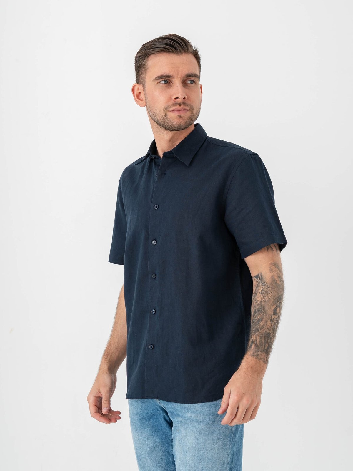 Selected Homme Regular Clay Linen Blend Short Sleeve Shirt Regular Sky Captain
