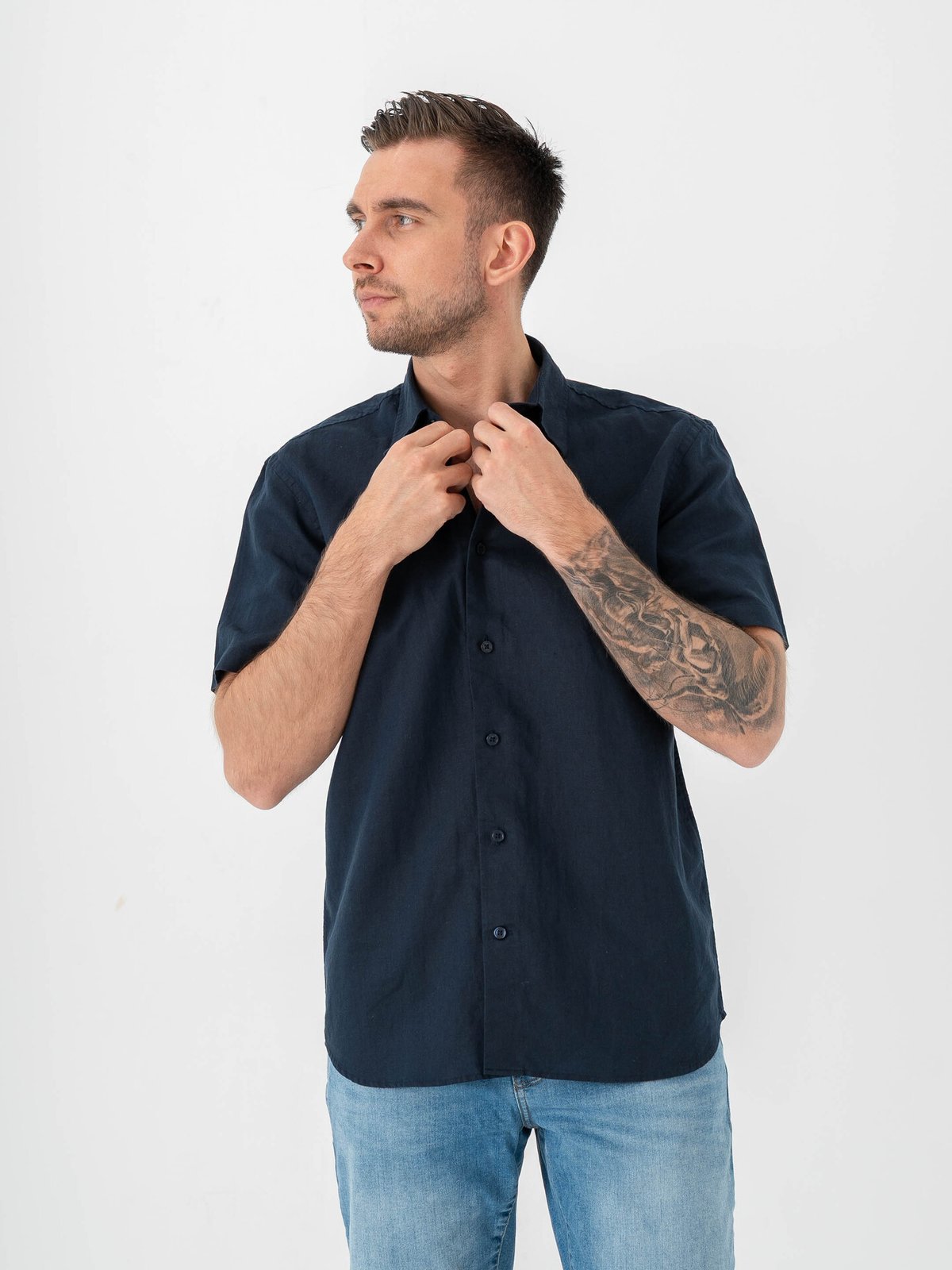 Selected Homme Regular Clay Linen Blend Short Sleeve Shirt Regular Sky Captain
