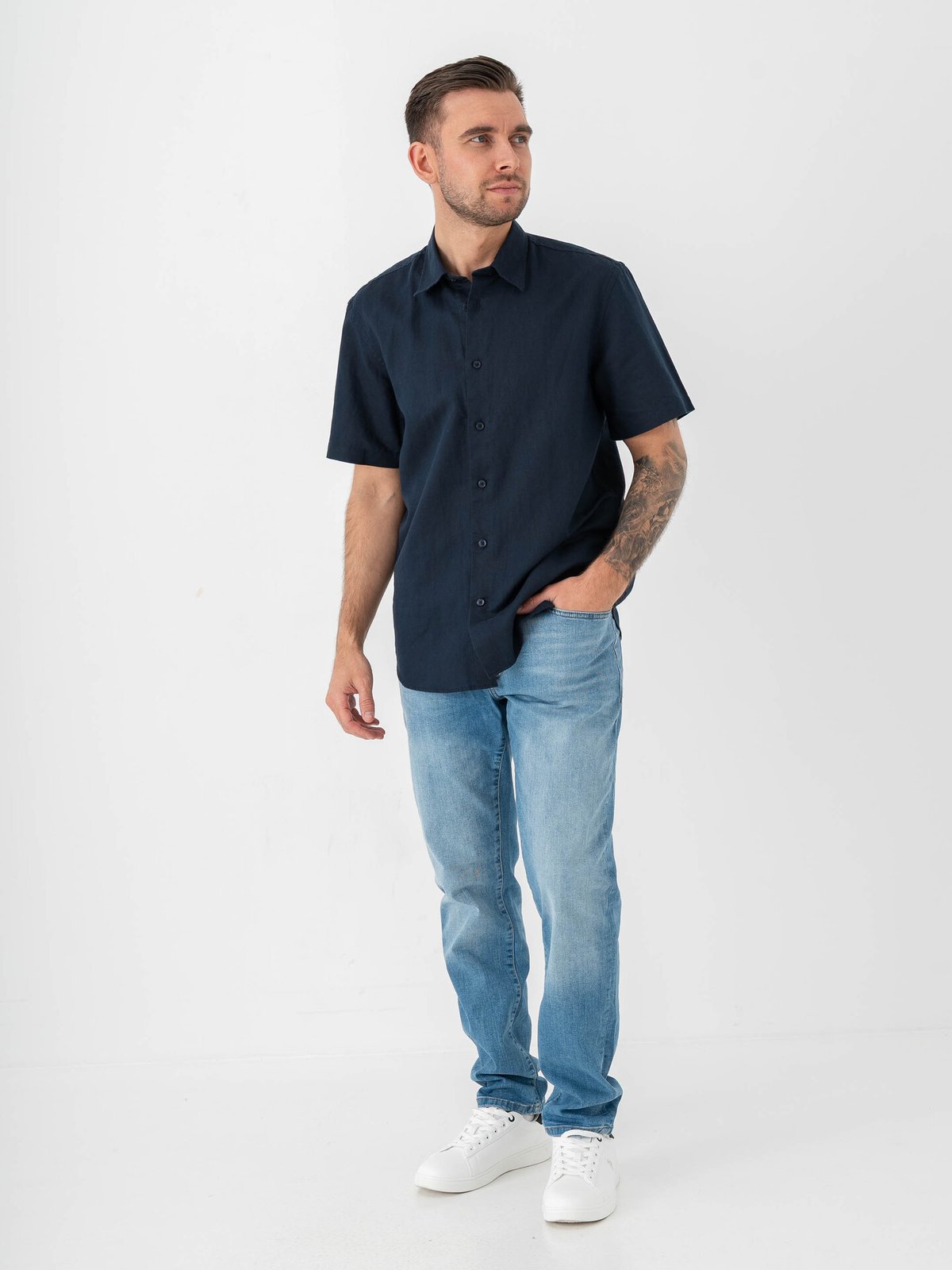 Selected Homme Regular Clay Linen Blend Short Sleeve Shirt Regular Sky Captain