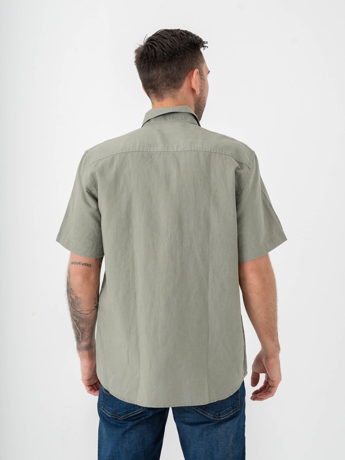 Selected Homme Regular Clay Linen Blend Short Sleeve Shirt Regular Vetiver