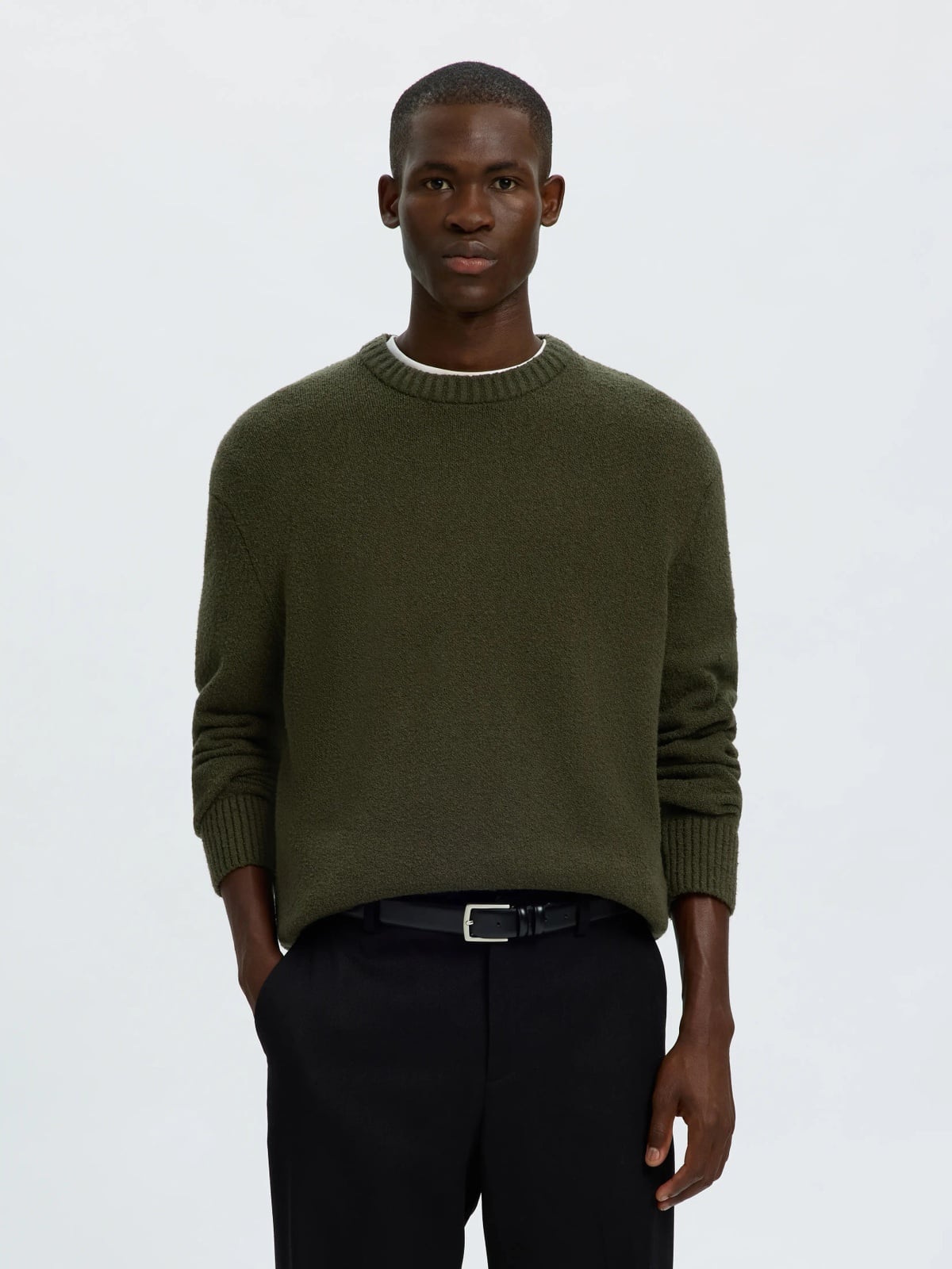 Selected Homme Alex Long Sleeve Knit Crew Neck Forest Night