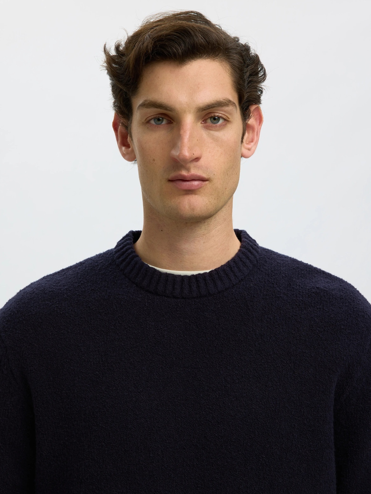 Selected Homme Alex Long Sleeve Knit Crew Neck Navy Blazer