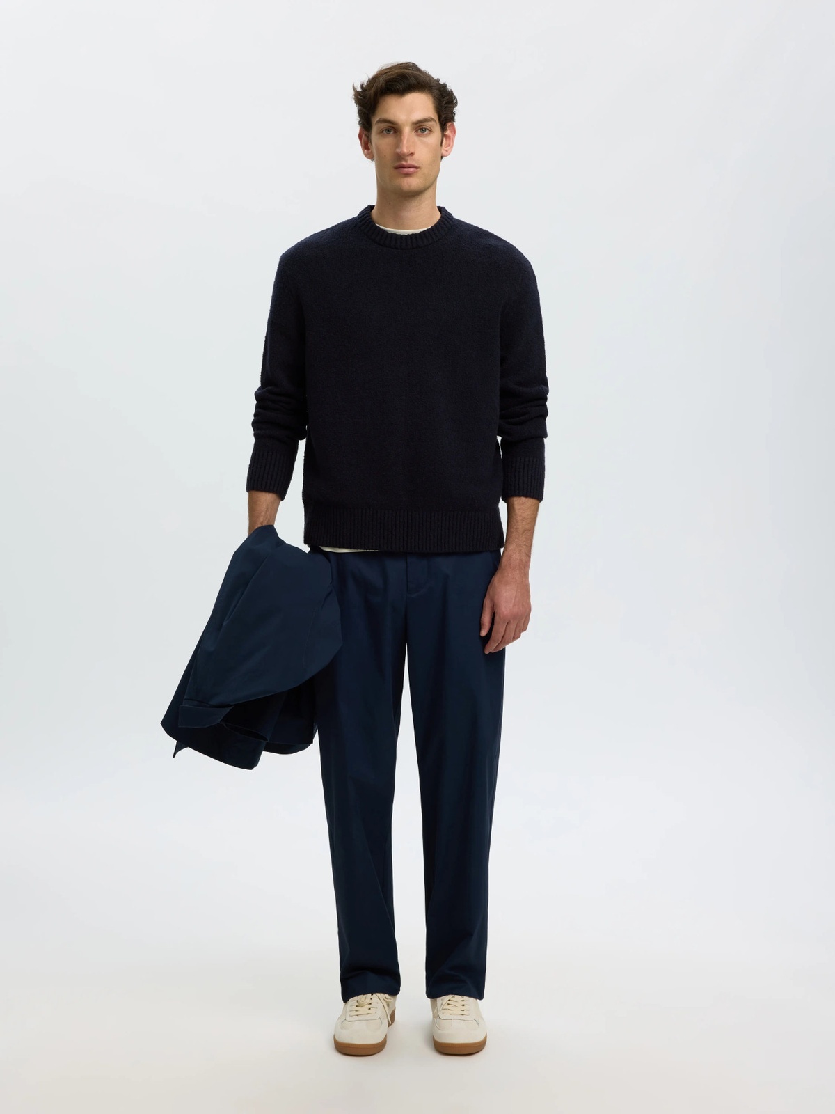 Selected Homme Alex Long Sleeve Knit Crew Neck Navy Blazer