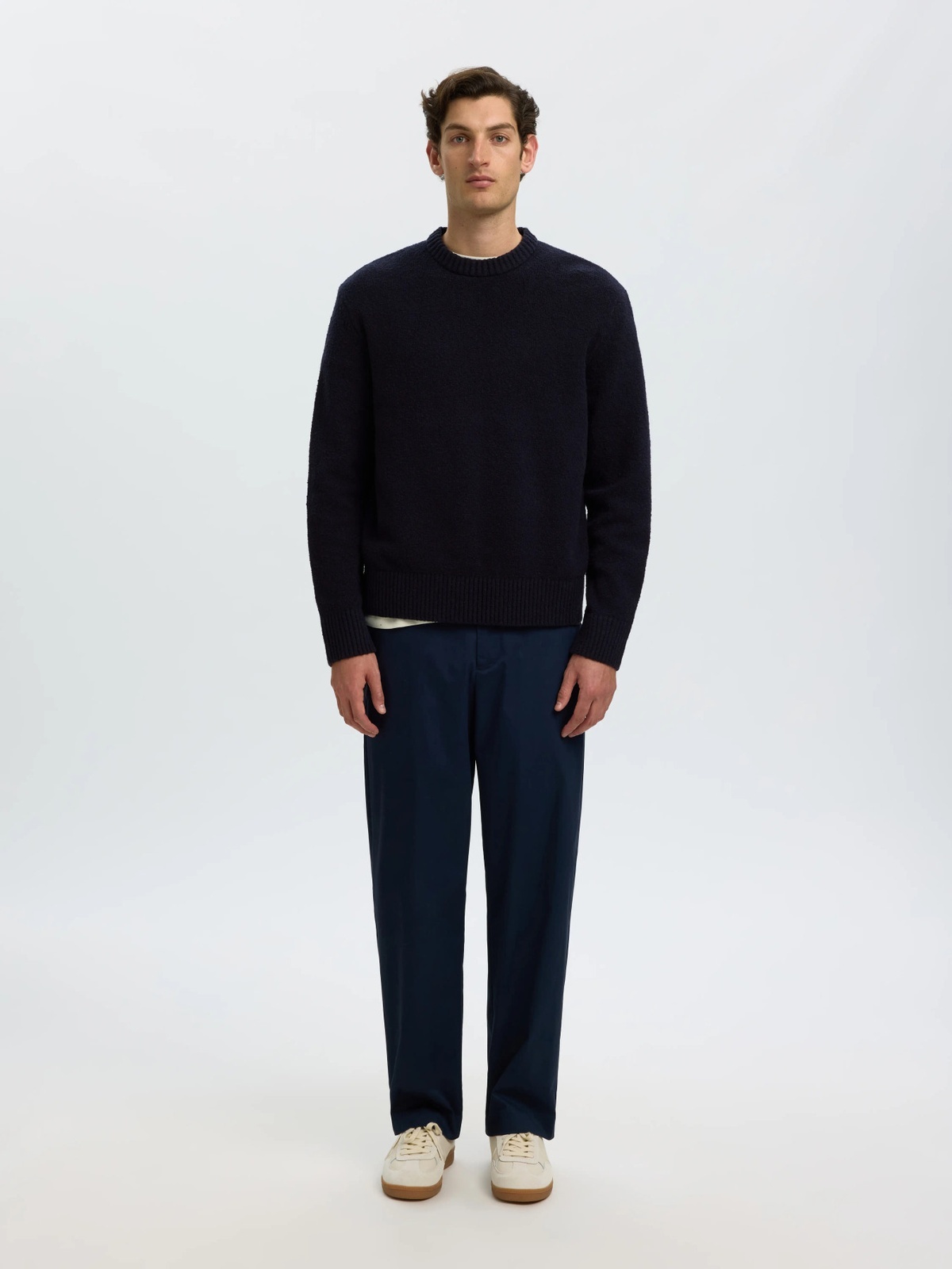 Selected Homme Alex Long Sleeve Knit Crew Neck Navy Blazer