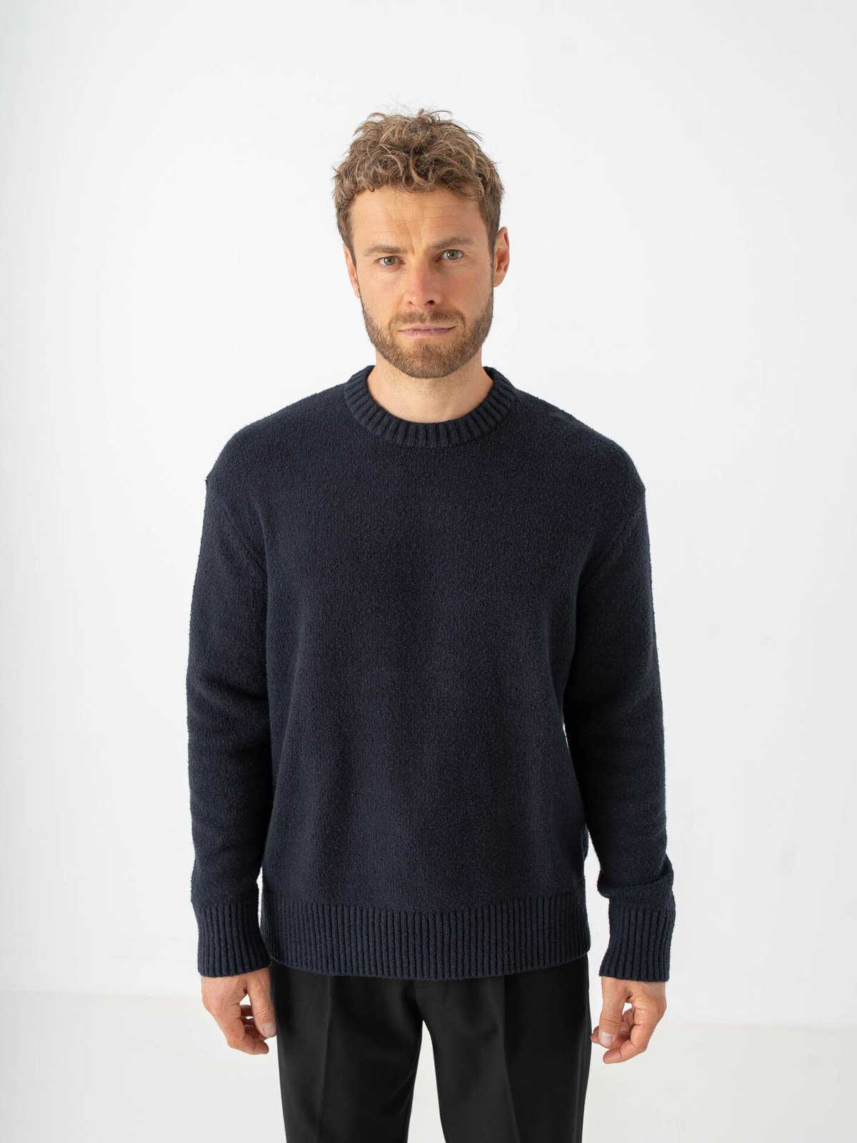 Selected Homme Alex Long Sleeve Knit Crew Neck Navy Blazer